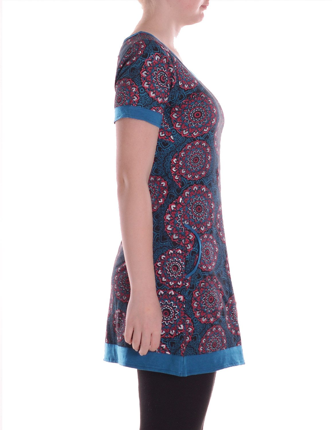 Vishes Minikleid Damen Mini-Kleid Baumwolle geometrisch Pull On mit Taschen Alternative Bekleidung, Ethno, Hippie, Retro Style