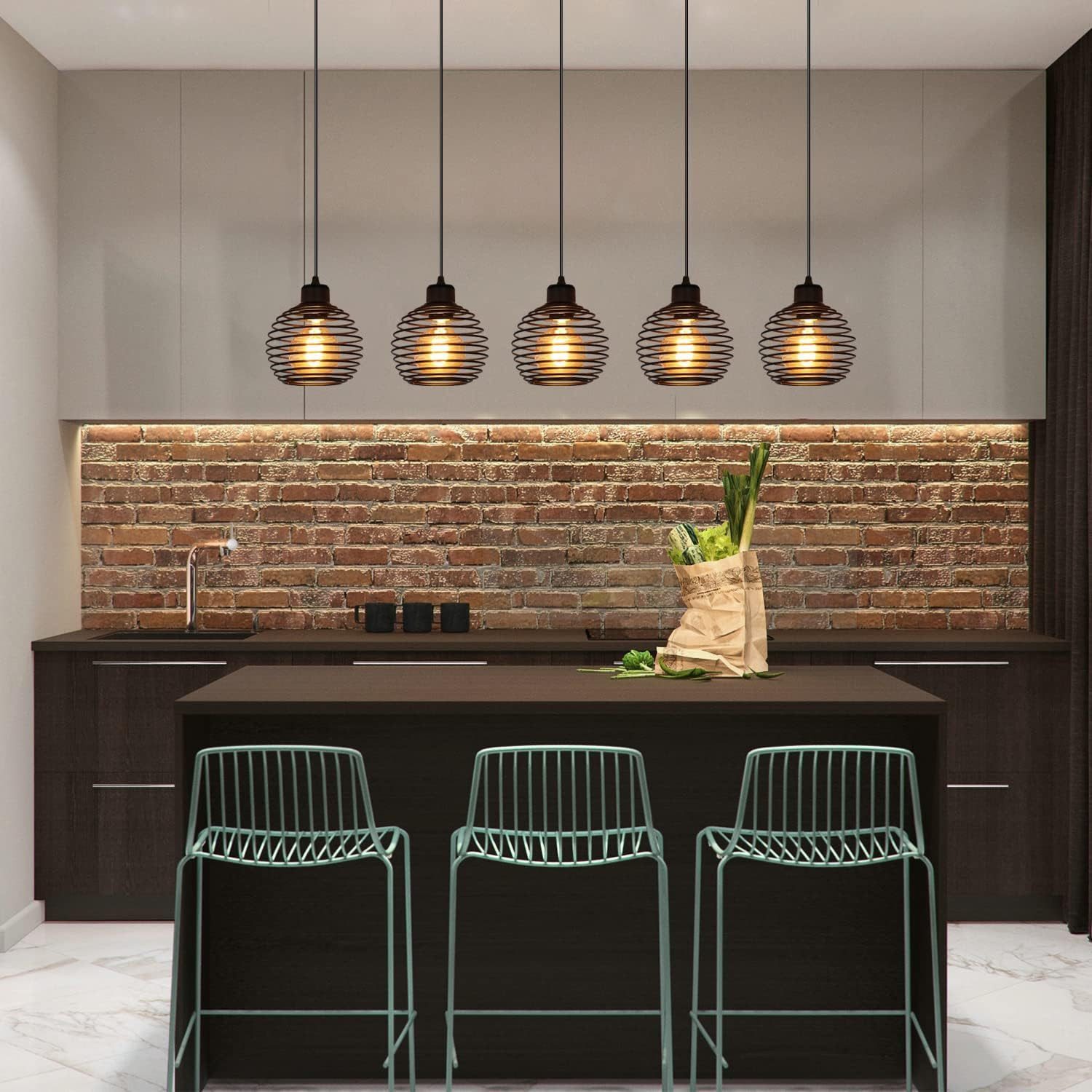 Nettlife Pendelleuchte Vintage Esszimmer Schwarz E27 mit Schalter Industrial Hängelampe, Höhenverstellbar, LED wechselbar, Höhenverstellbar – Bild 3 von 5
