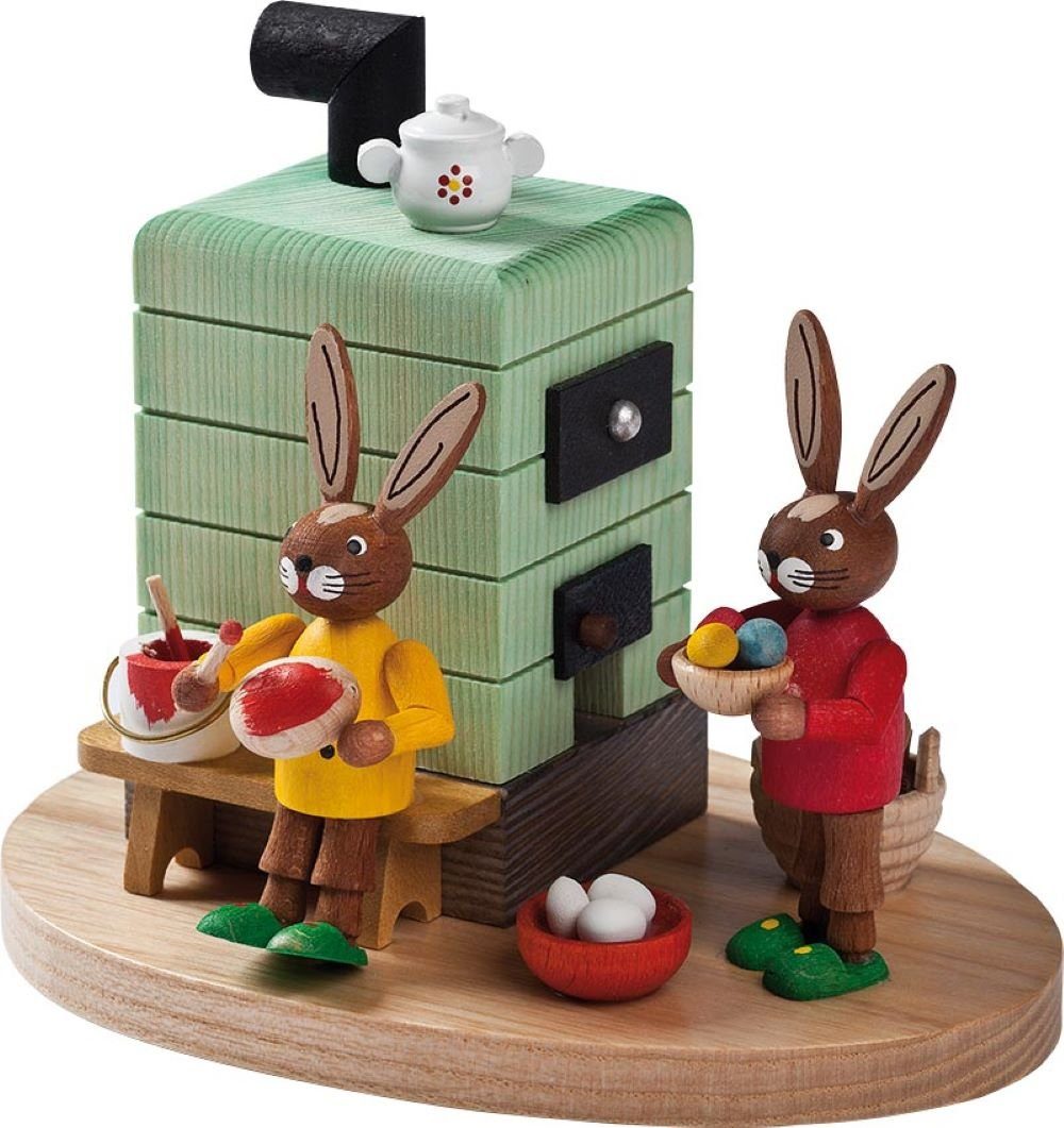Richard Glaesser Osterhase Hasen am Rauchofen (11cm), Handwerkskunst original Erzgebirge
