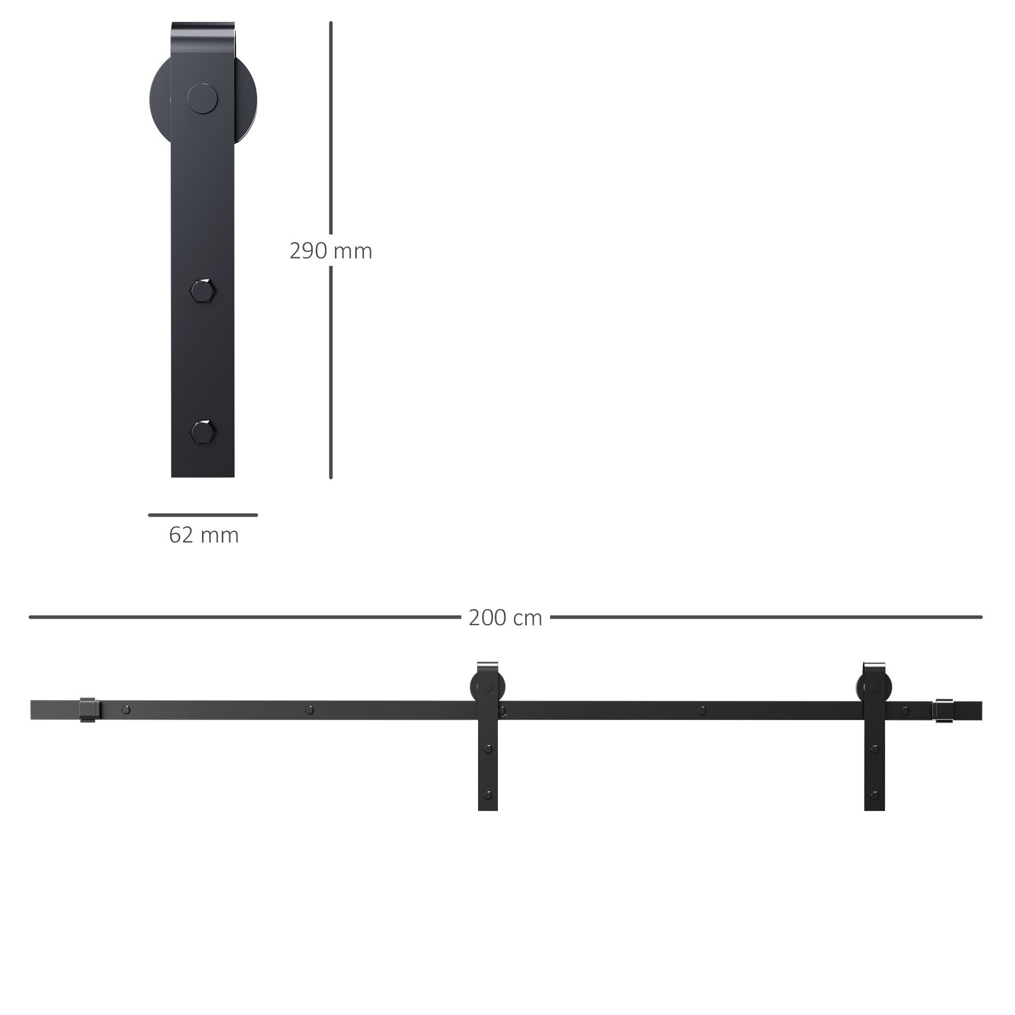 0,6 x 40 x 200 27 leise, (Set, St., Türbeschlag HOMCOM paltzsparend, einsetzbar, cm Schiebetürsystem), mit universell Schrauben