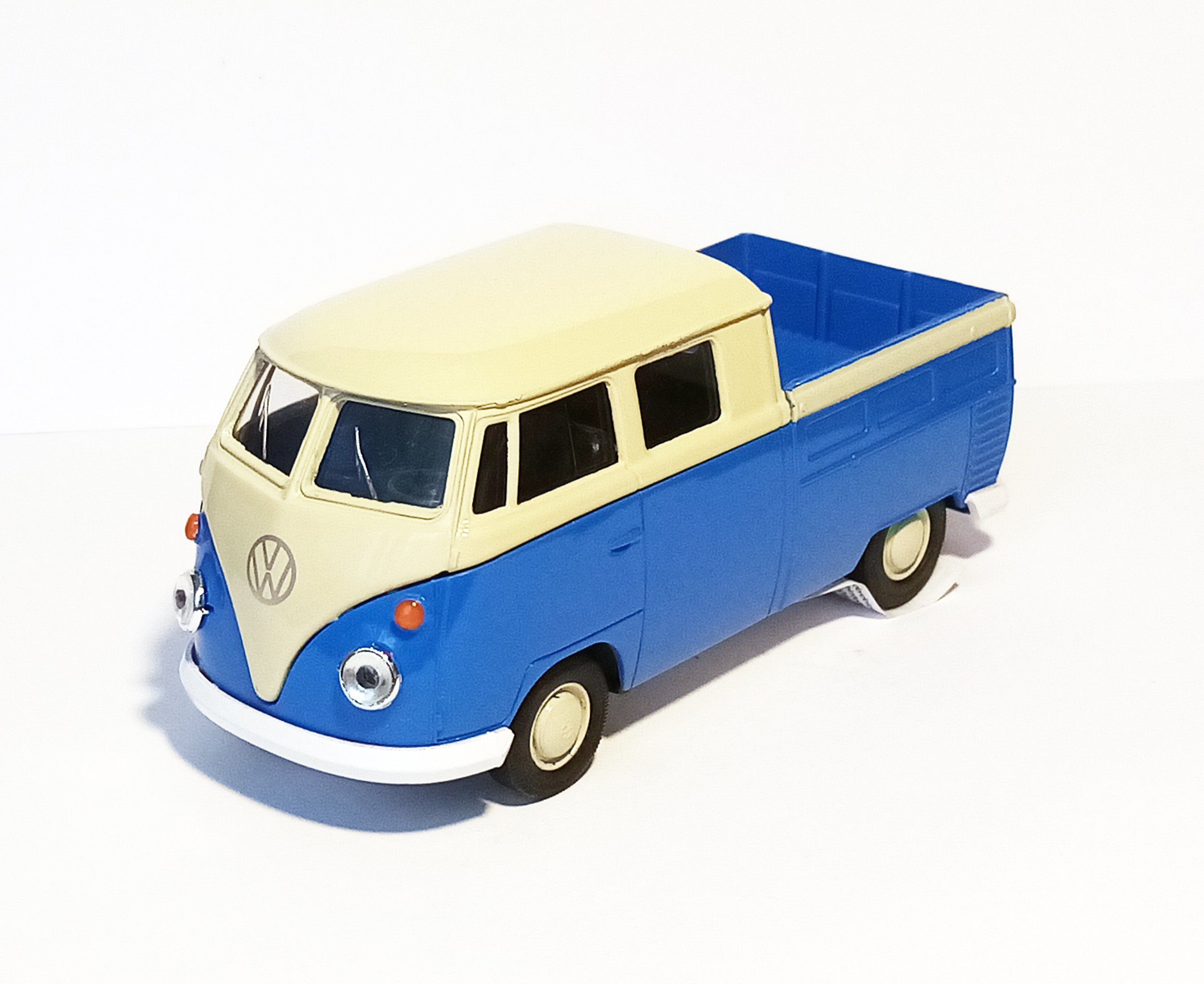 Welly Modellauto VOLKSWAGEN T1 Doppelkabine PICK UP 12cm VW Metall 77 (Blau), Auto Modell Modellauto Spielzeugauto