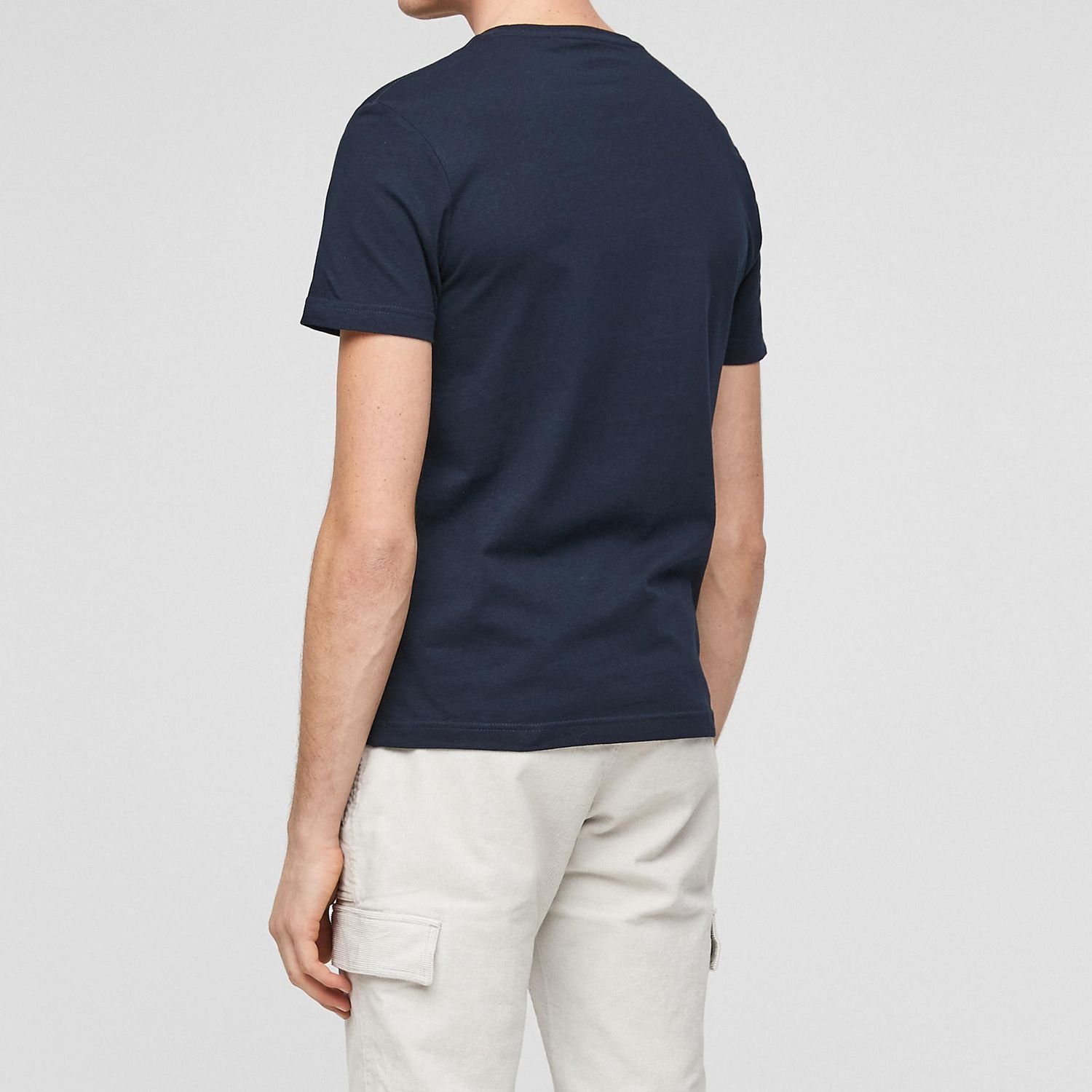 2er Navy im moderner Logo, unifarben, schlicht, Basic, Pack T-Shirt Look s.Oliver mit (2-tlg)