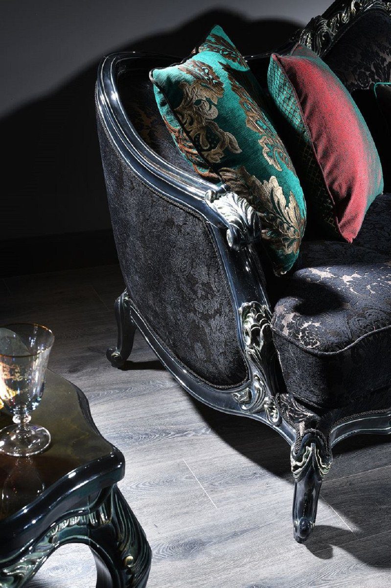 Casa Padrino Couchtisch Luxus Set Beistelltische Sessel / & 2 - Luxus Barock 2 & 2 Gold - - Barock Prunkvolle Grün & Couchtisch Qualität Sofas / Möbel Schwarz 1