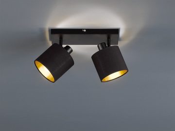 TRIO Leuchten Deckenstrahler Tommy, ohne Leuchtmittel, 2-flammig (E14) in schwarz-gold Optik, Spots einzeln schwenkbar