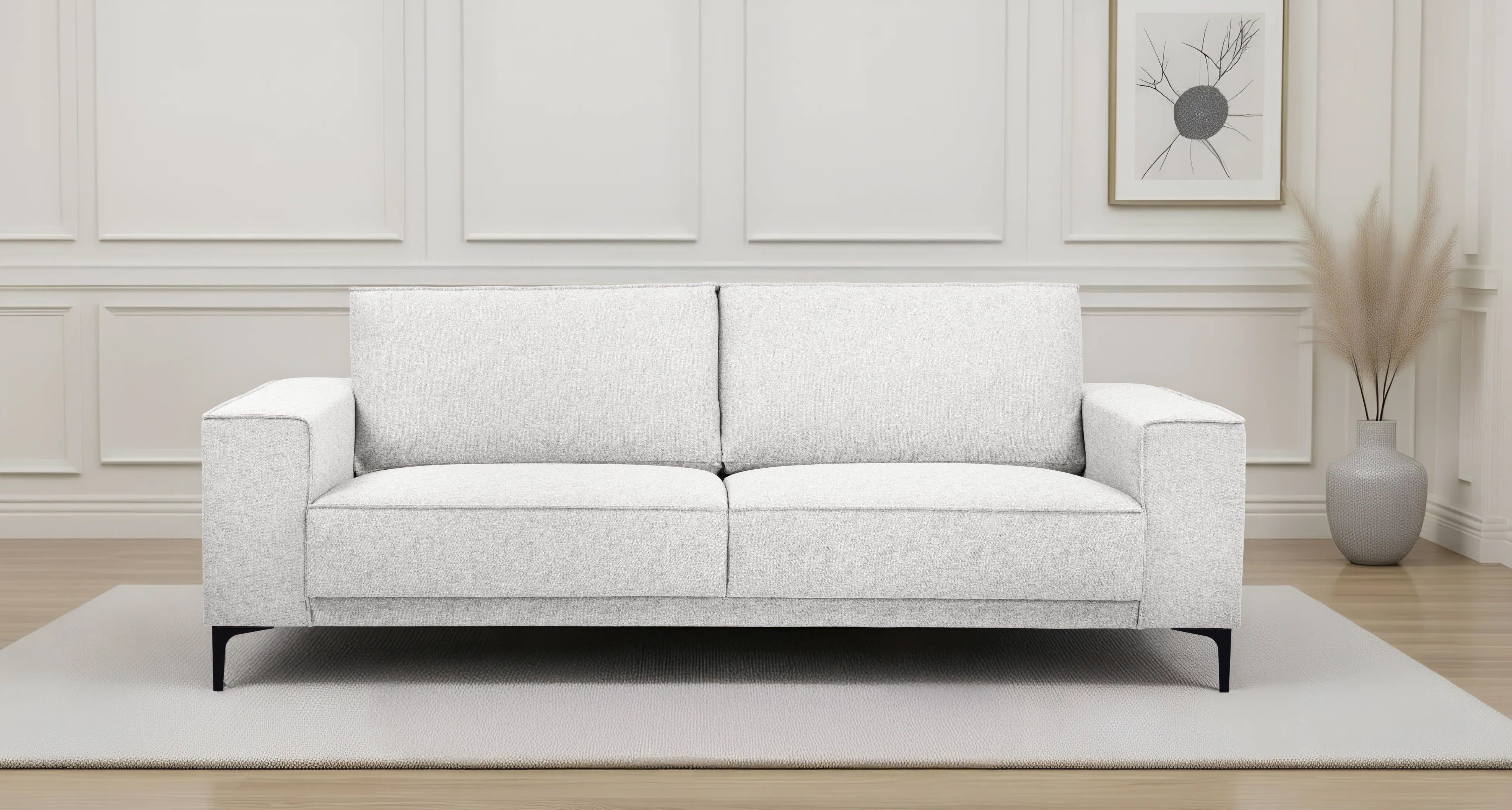 OTTO home 3-Sitzer 3er Sofa Oland, Struktur, Flachgewebe, Luxus-Microfaser, Boucle, 224 cm, Wellenunterfederung, Skandi-Design, Metallfüße