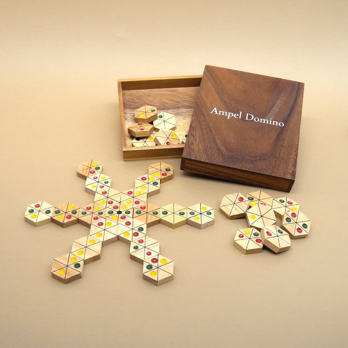 ROMBOL Denkspiele Spiel AMPEL DOMINO - besonderes Legespiel, Legespiel, Holzspiel