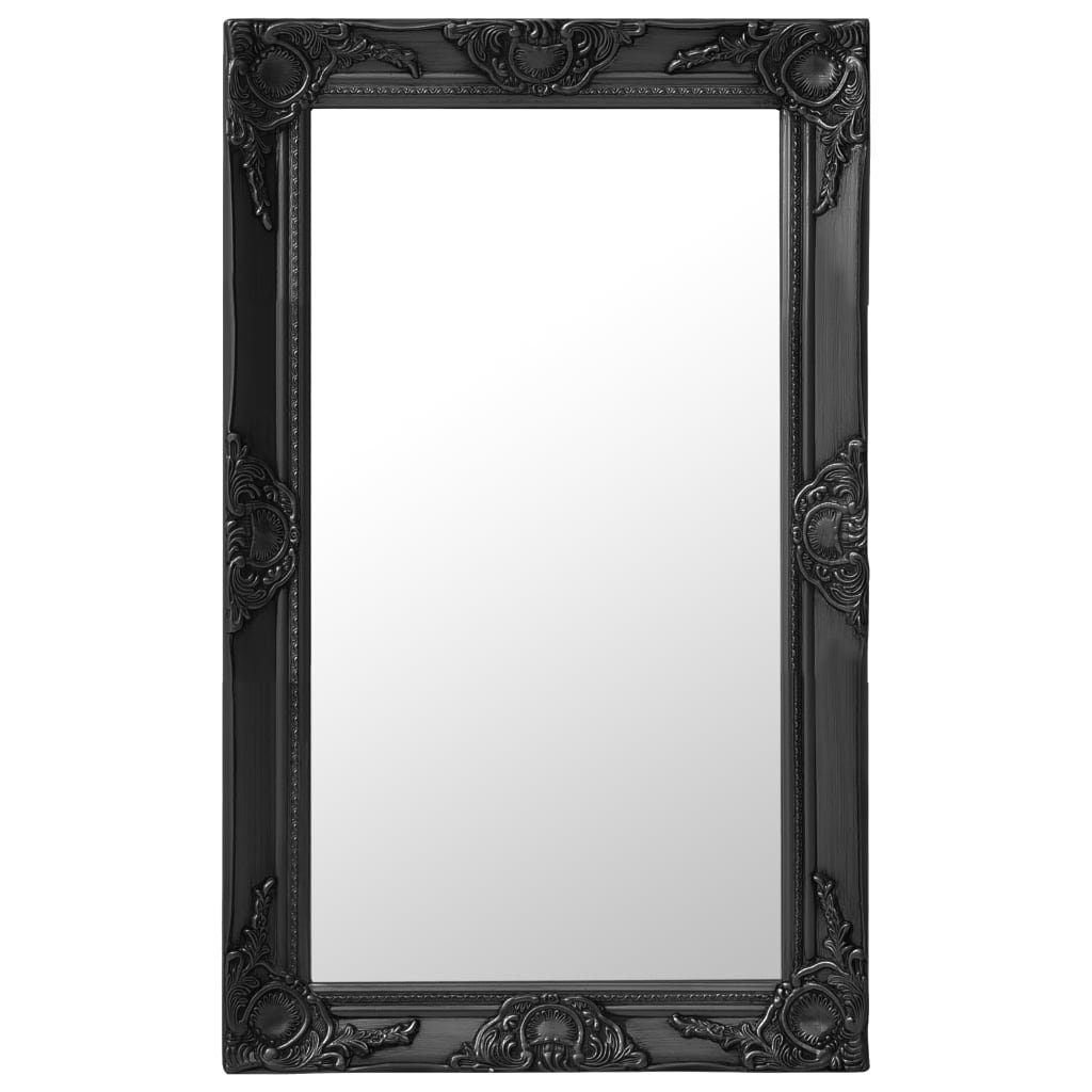 Barockspiegel aus Holz und Glas in Schwarz