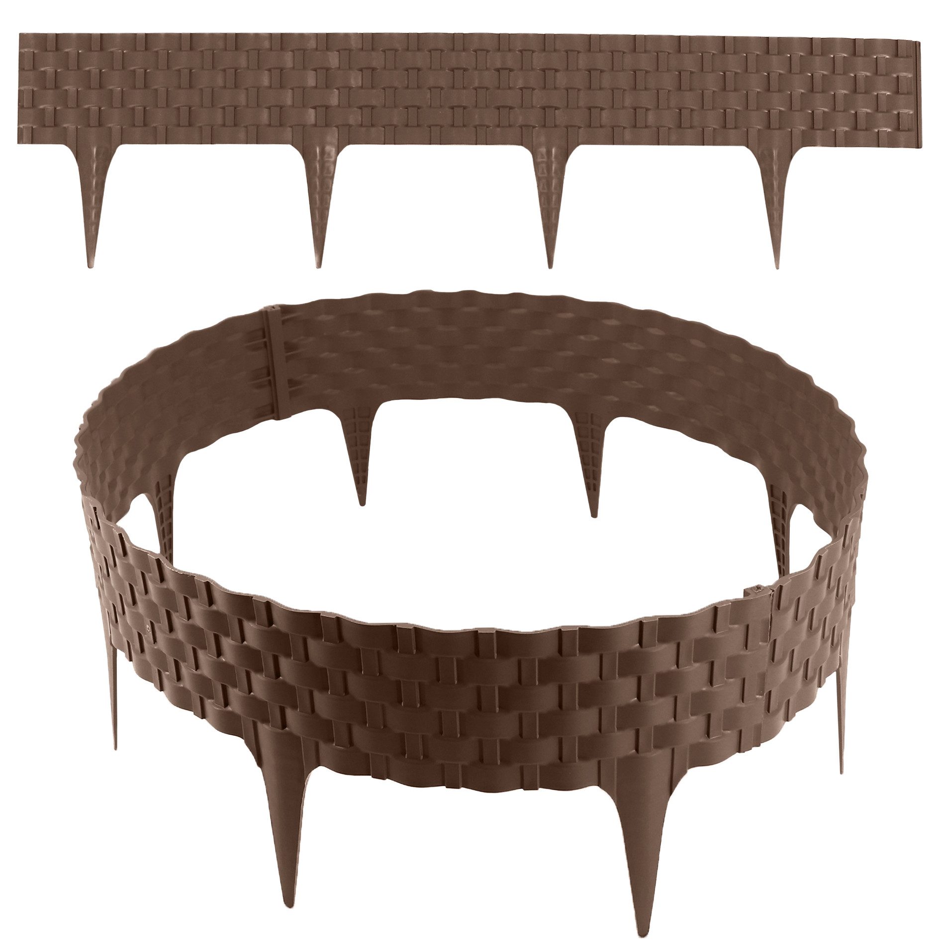 Beetumrandung Rasenkante Rattanoptik I Braun I 20x80 cm Module I Kunststoff Beeteinf