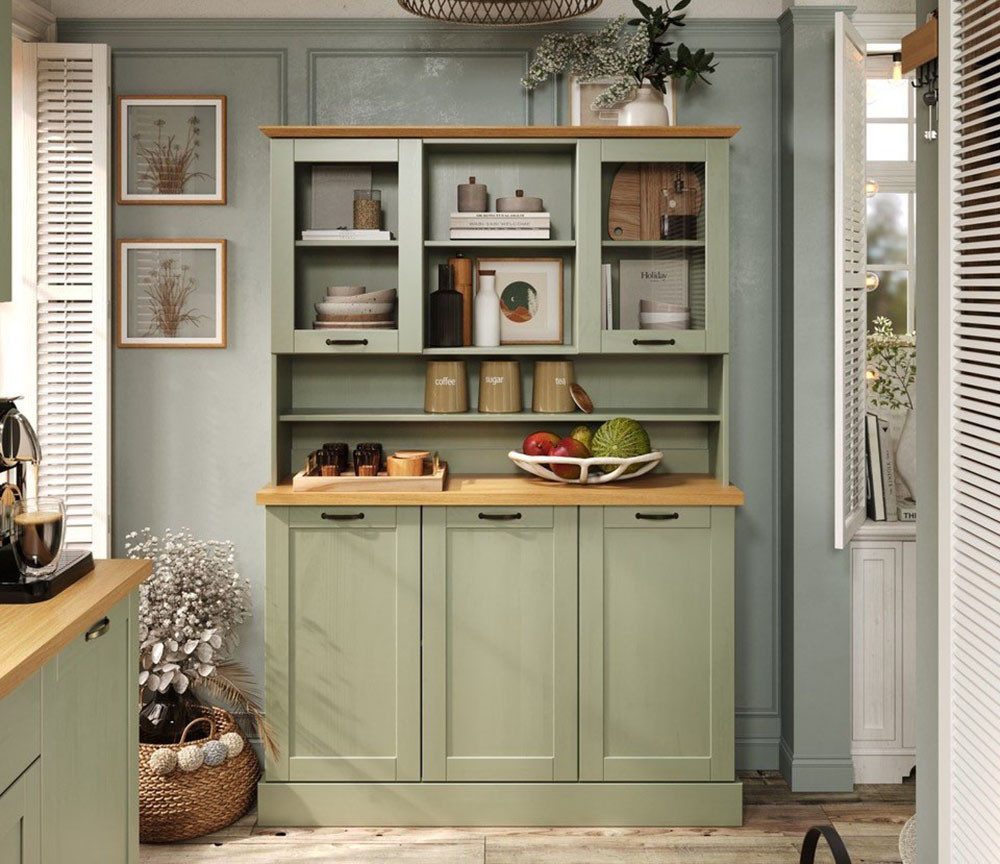 Home affaire Küchenbuffet Teramo Breite/Höhe 126/181 cm, mit Metallgriffen