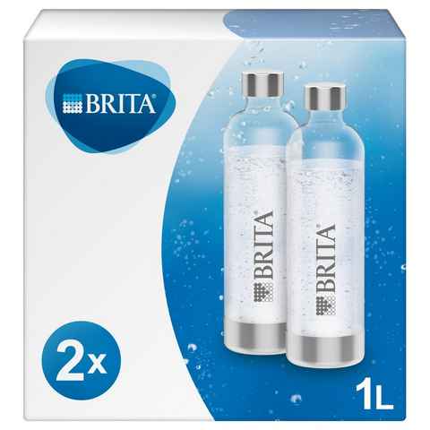 BRITA Wassersprudler Flasche 2er-Pack für Wassersprudler, (2x PET-Flaschen für BRITA Wassersprudler sodaONE), 2x 1 Liter PET-Flaschen