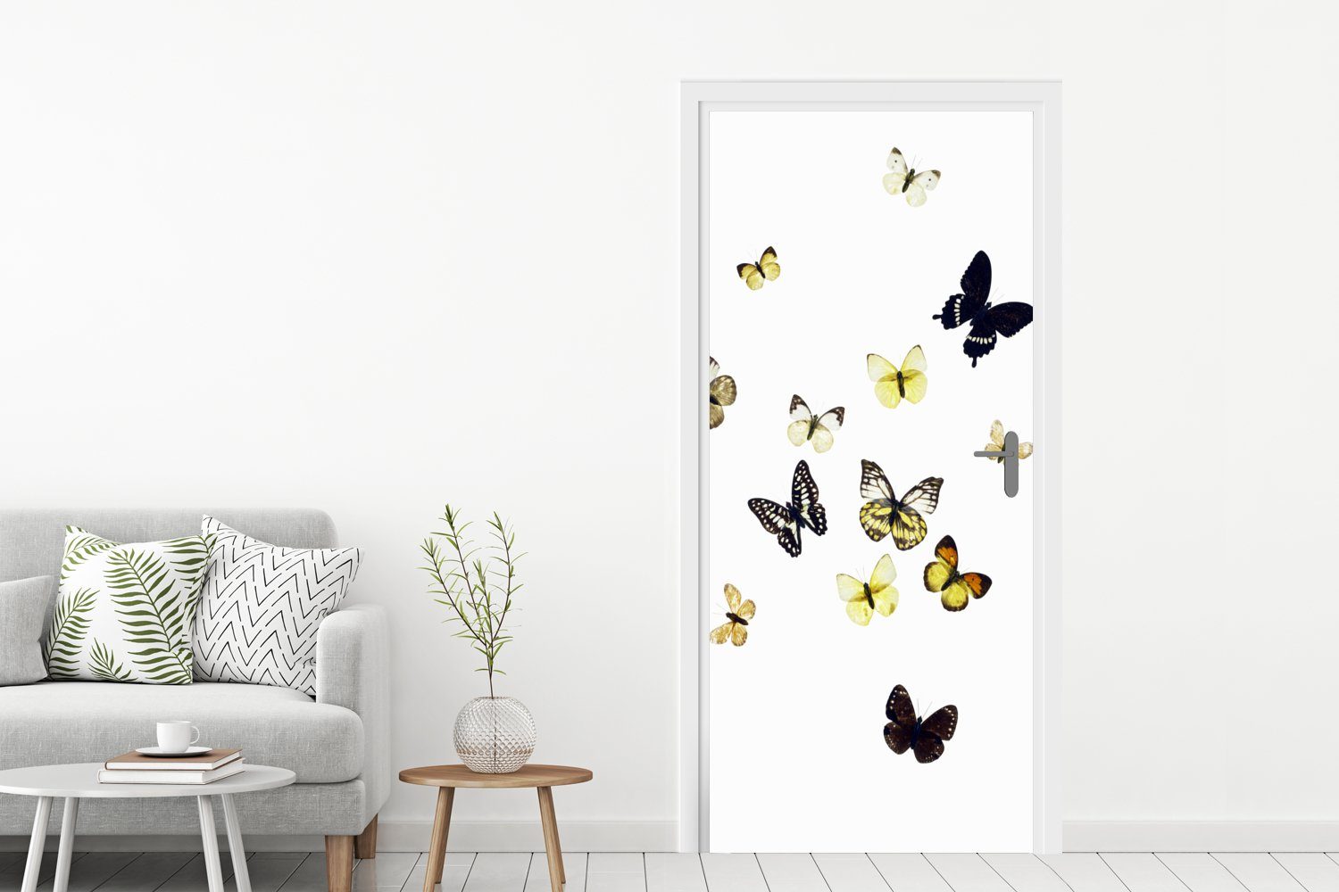 MuchoWow Tür, Türaufkleber, St), Schmetterlinge auf Türtapete (1 bedruckt, Fototapete cm 75x205 Matt, Hintergrund, für weißem
