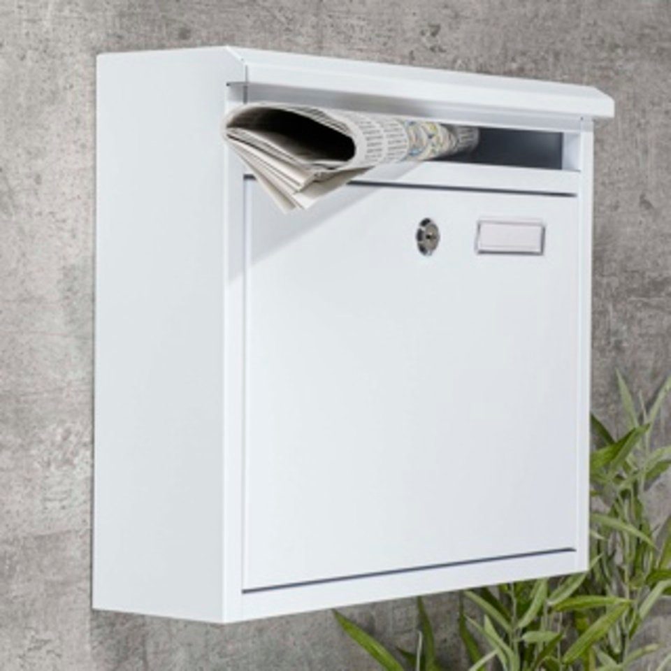 Haushalt International Briefkasten Briefkasten aus Metall, weiß Maße: ca. 36 x 12 x 32 cm (1-St)