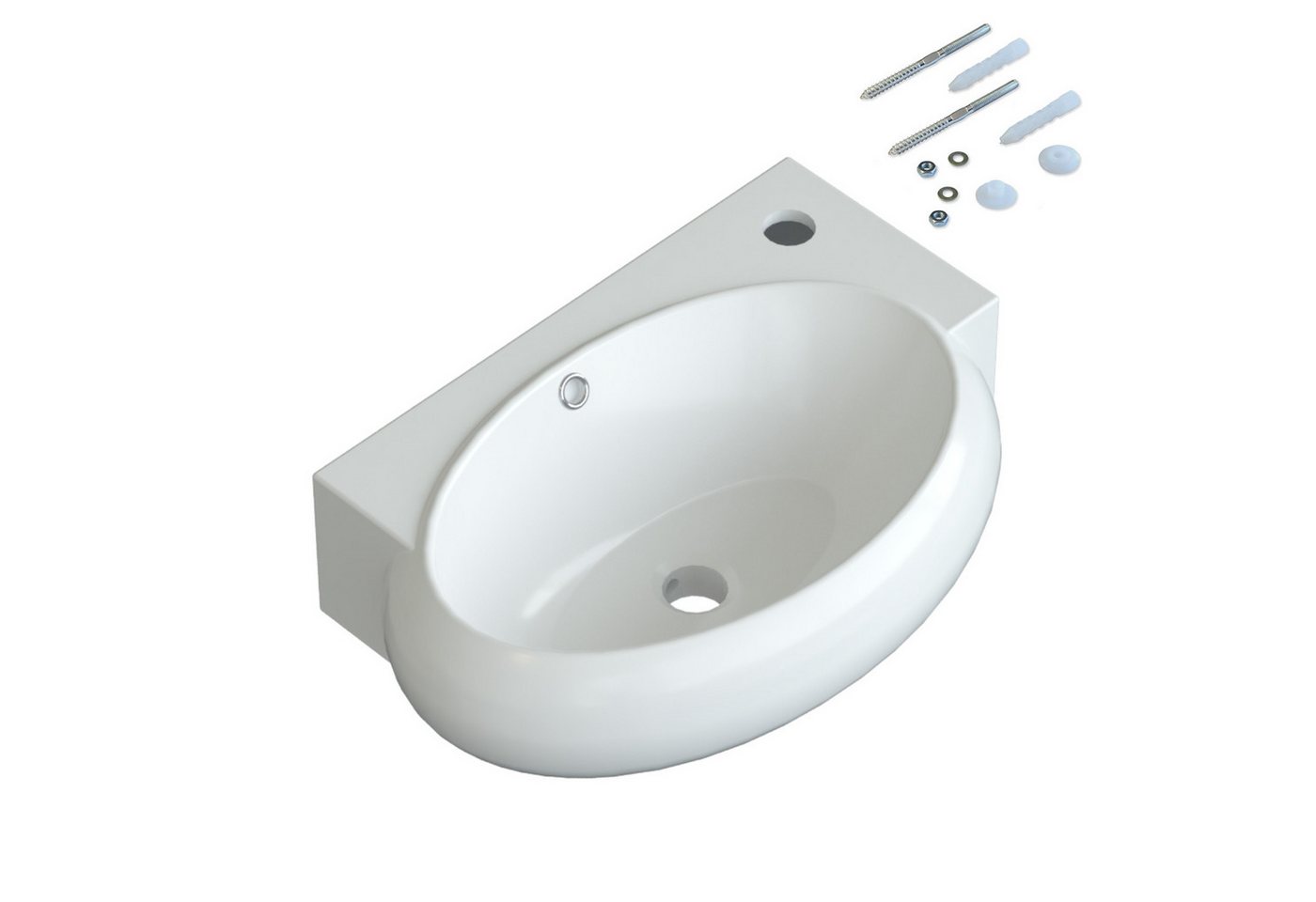 AQUABATOS Waschbecken Aufsatzwaschbecken mit/ohne Hahnloch rund oval eckig 30 40 50 60cm (Handwaschbecken Gäste wc Waschbecken klein Wandmontage ohne Unterschrank modern, mit ohne Überlauf wählbar,Ultradünner Rand), verschiedene Montagemöglichkeiten