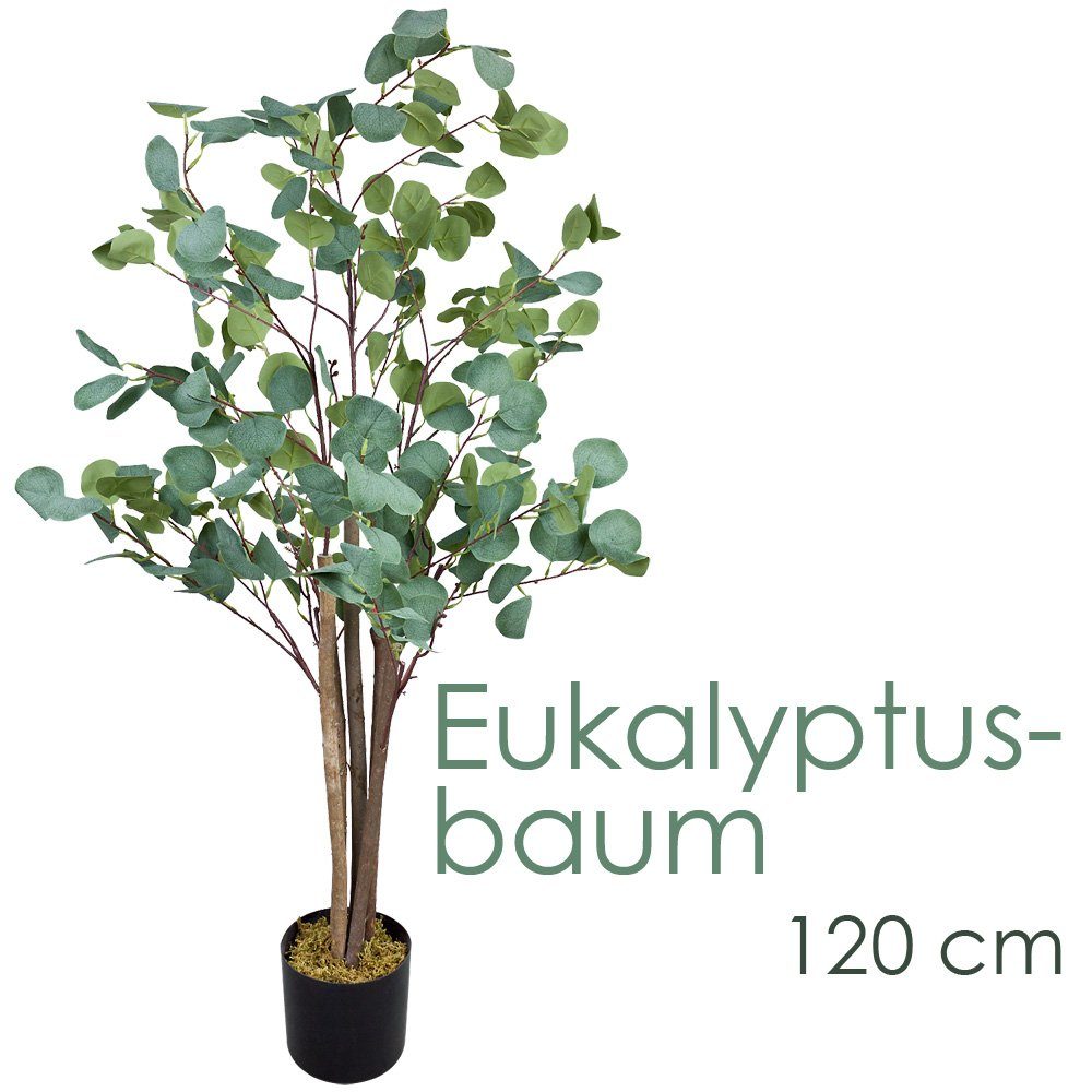 Kunstbaum Eukalyptusbaum Eukalyptus Kunstbaum Künstliche Pflanze Echtholz 120 cm, Decovego