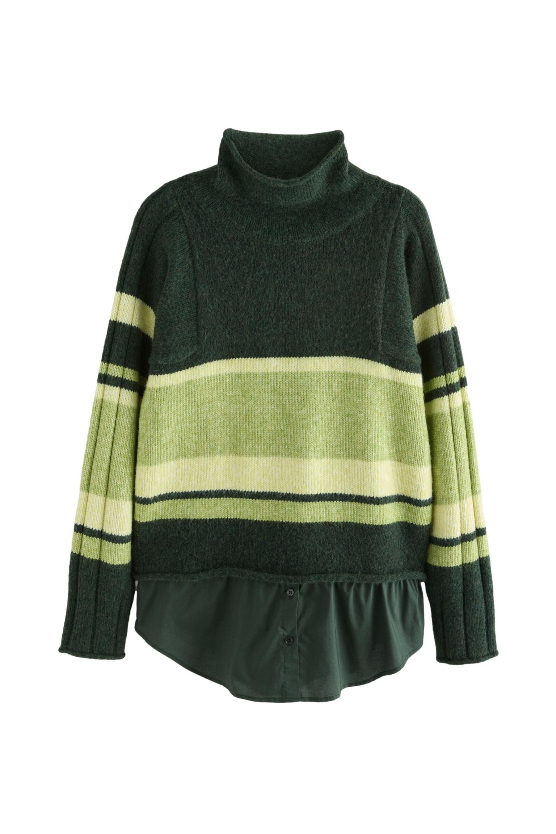 Strickpullover Strickpullover mit Hemdeinsatz und Rollsaum