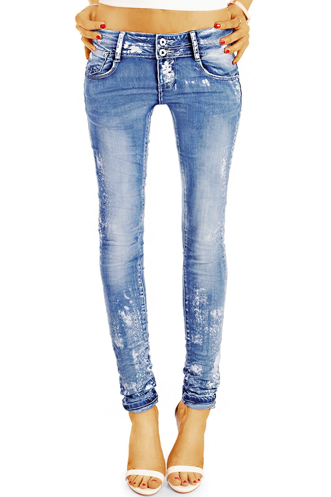 be styled Röhrenjeans destroyed Hüftjeans, rörige low waist Damenhosen skinny fit j25r 5-pocket