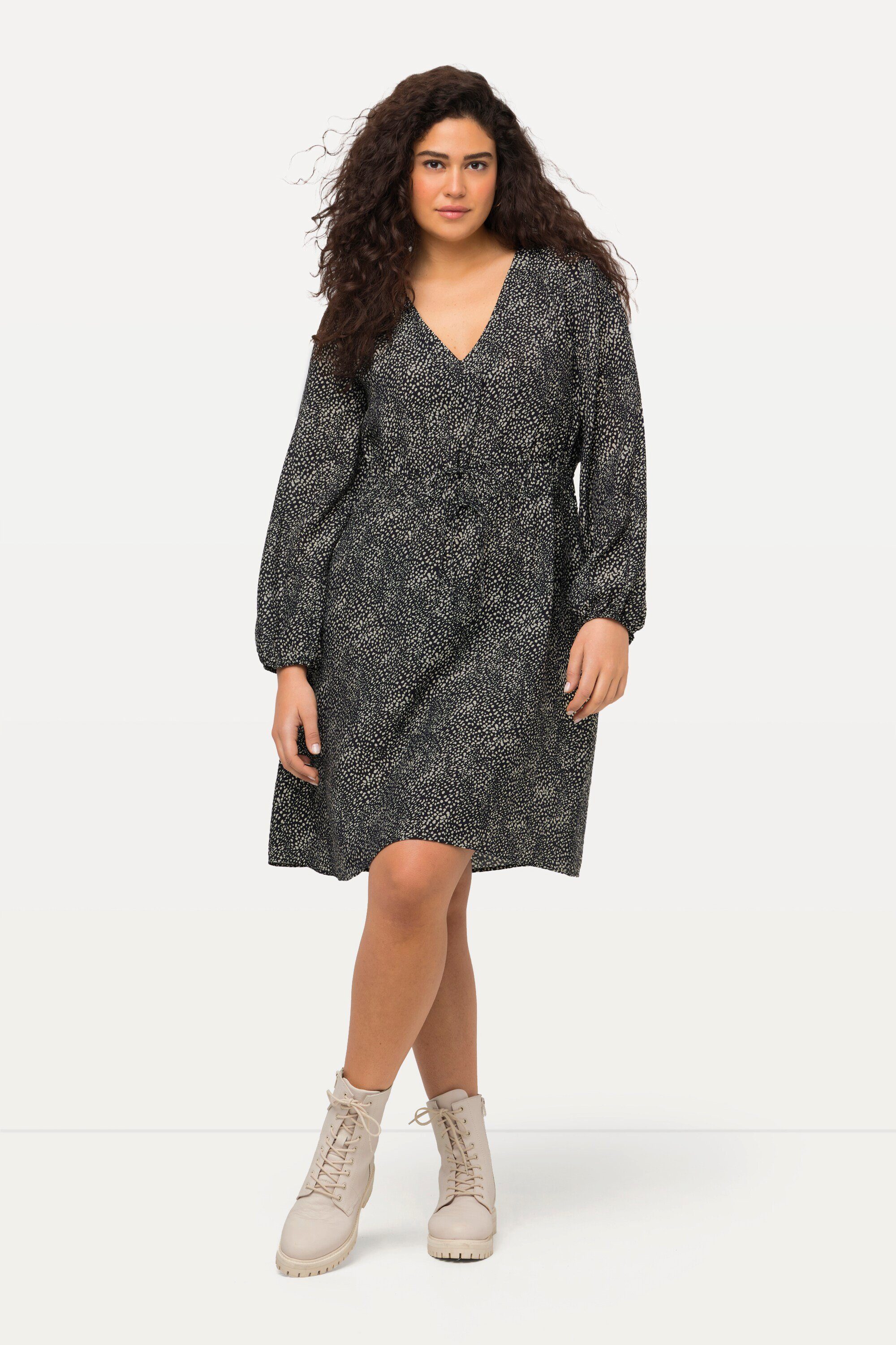 Jerseykleid Midikleid Punkte A-Linie V-Ausschnitt