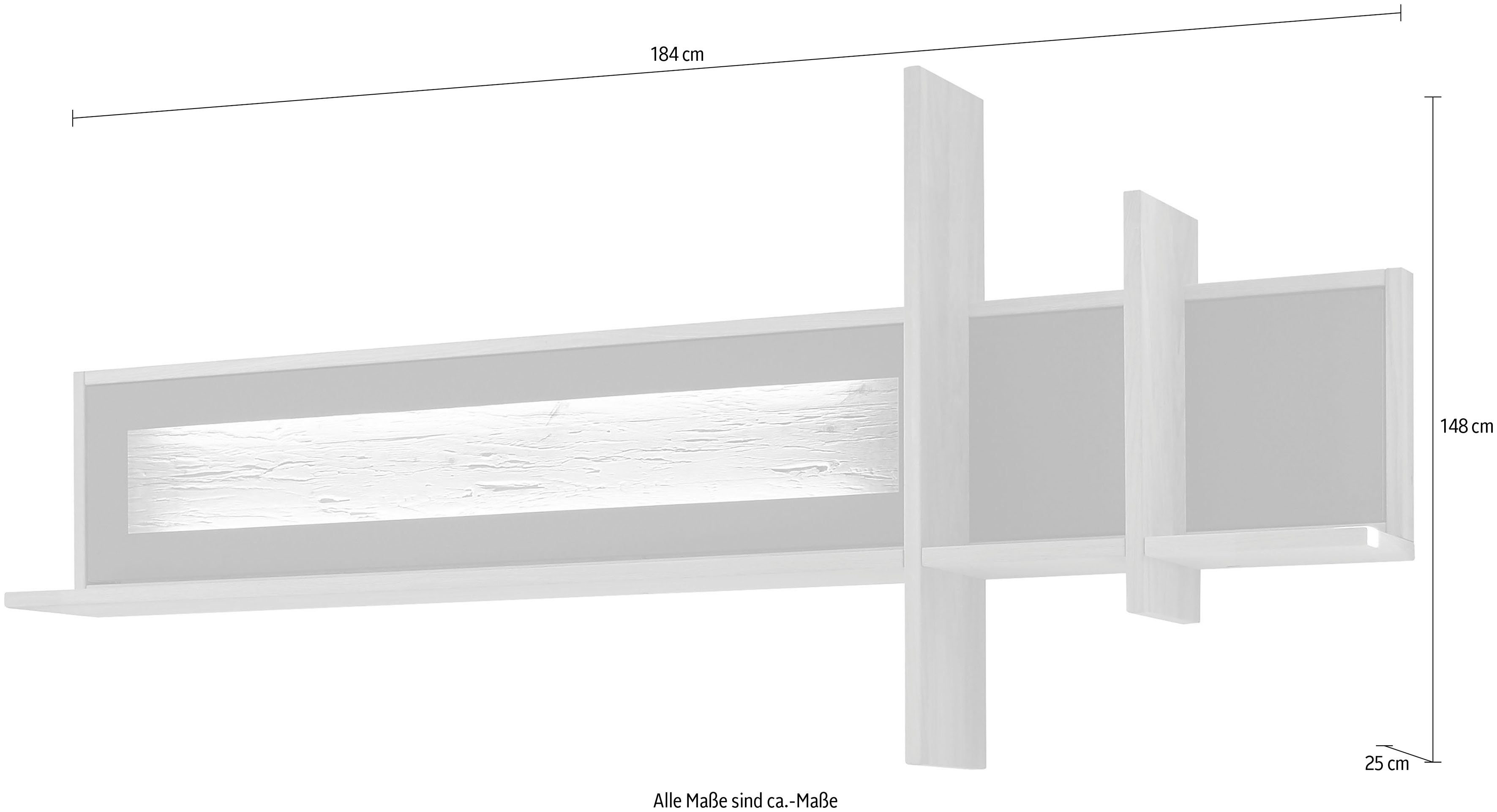 M in Rahmen Wandregal Ablageböden, LED-Beleuchtung, by GALLERY Musterring mit Alan, mit branded Massivholz 4 wahlweise