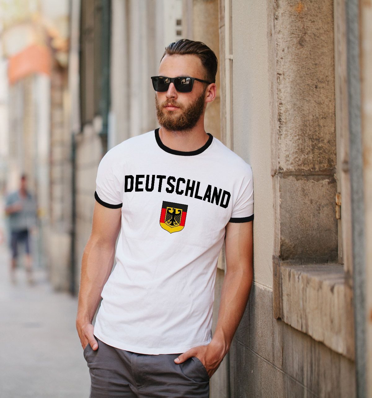 MoonWorks Print-Shirt Klassisches Herren WM-Shirt Deutschland Flagge Retro Trikot-Look mit Print