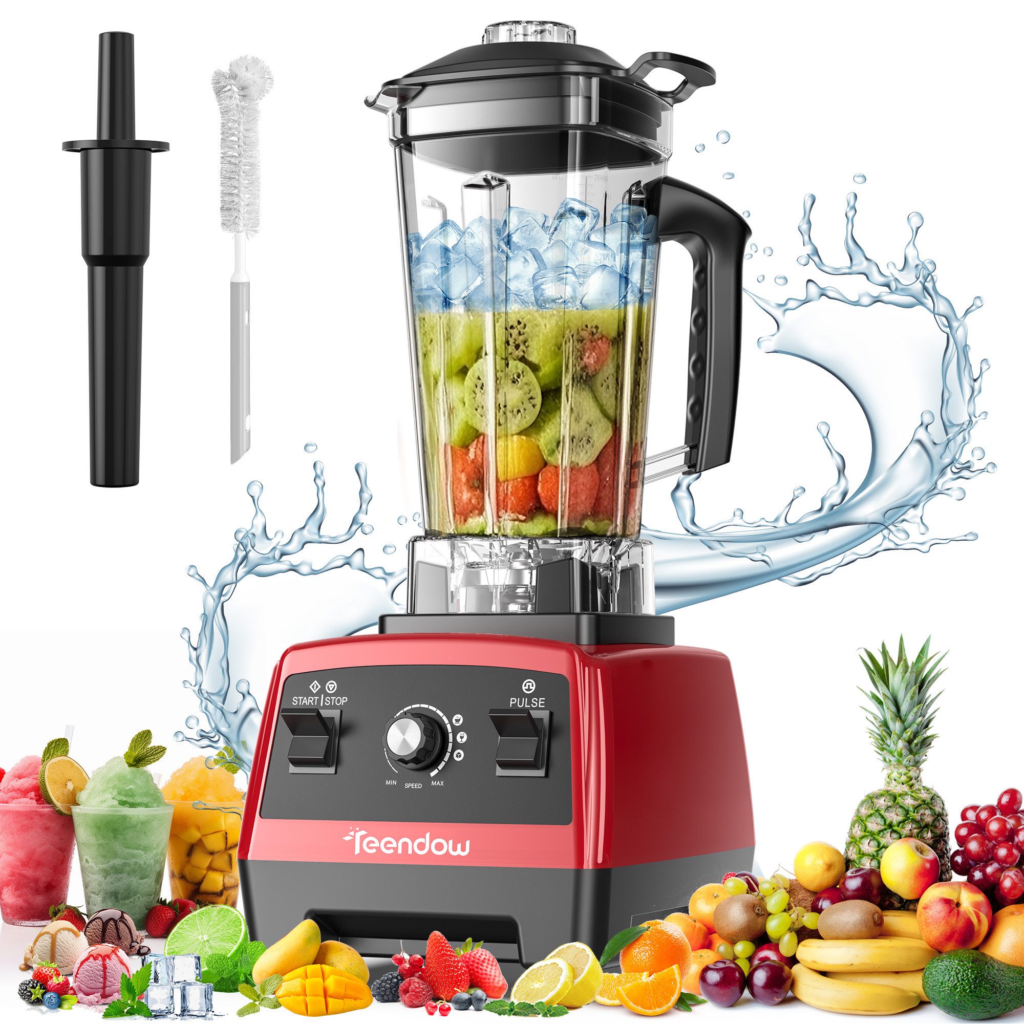 Teendow Настольные миксеры Настольные миксеры 1800W mit 2L, Smoothie Maker & Grinder, BPA-frei, 1800 W, Mahlbare Kaffeebohnen