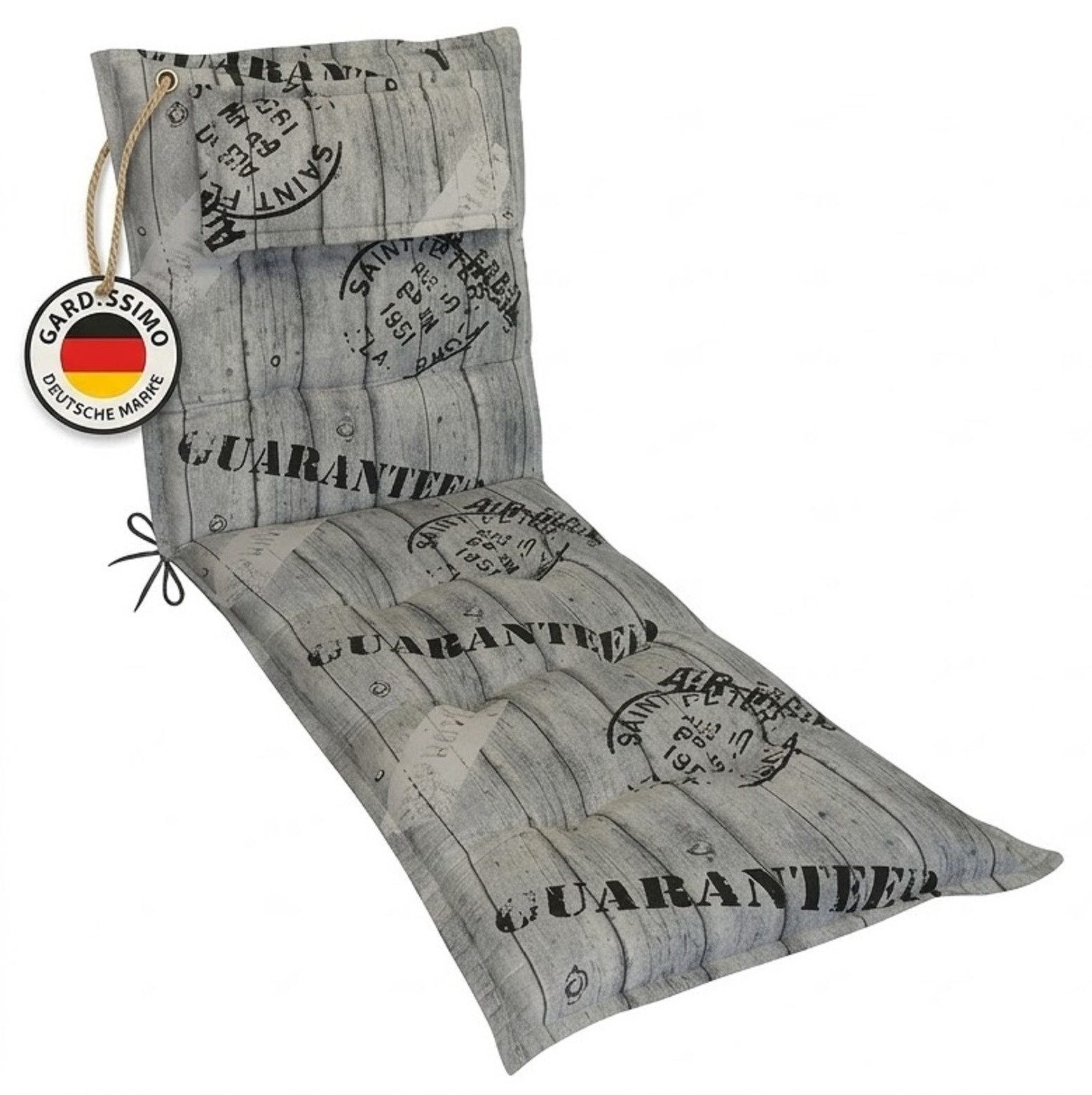Gardissimo Liegenauflage K 778 für Gartenliegen 195x60x8 cm, (1 Auflage, 1 St., 1 Auflage), UV-beständig mit abnehmbaren Kopfkissen