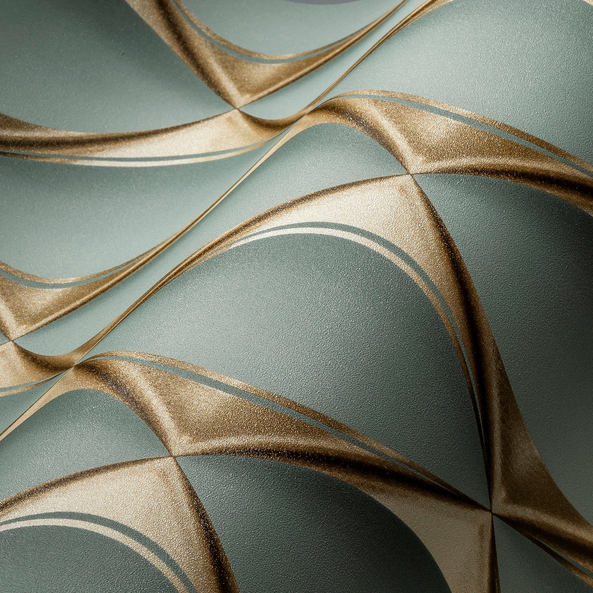 grün/gold Vliestapete walls 3D-Optik, Spa, Home 3D My Effekt Tapete strukturiert, My living metallic, Design