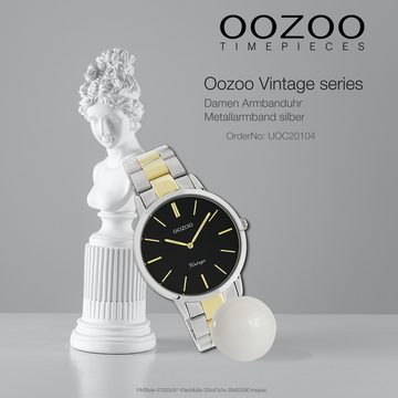 OOZOO Quarzuhr Oozoo Unisex Armbanduhr Vintage Series, (Analoguhr), Damen, Herrenuhr rund, mittel (ca. 38mm), Metallarmband silber, gold