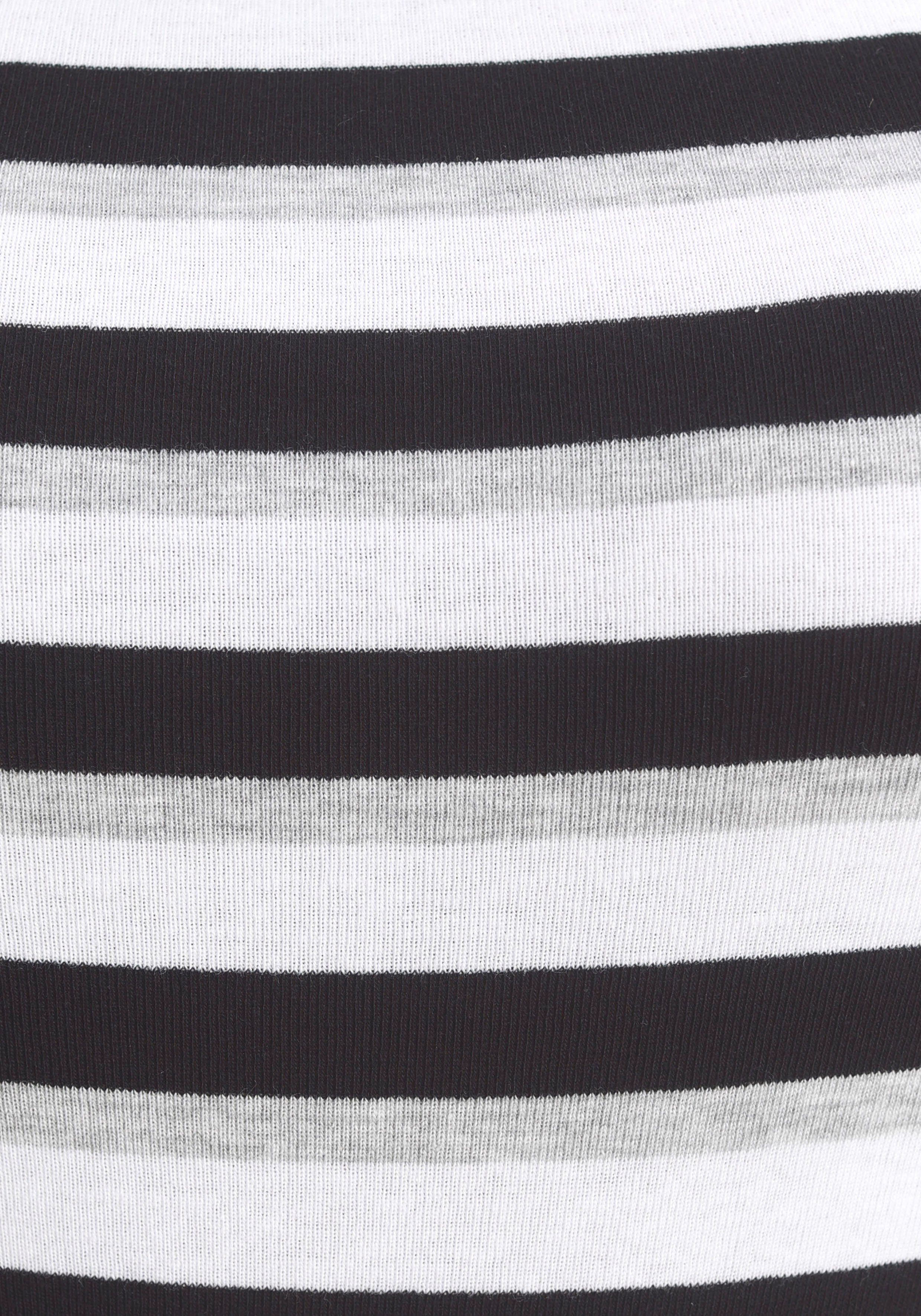 variabel Carmenshirt tragbar grau-schwarz-weiß Arizona Off-Shoulder
