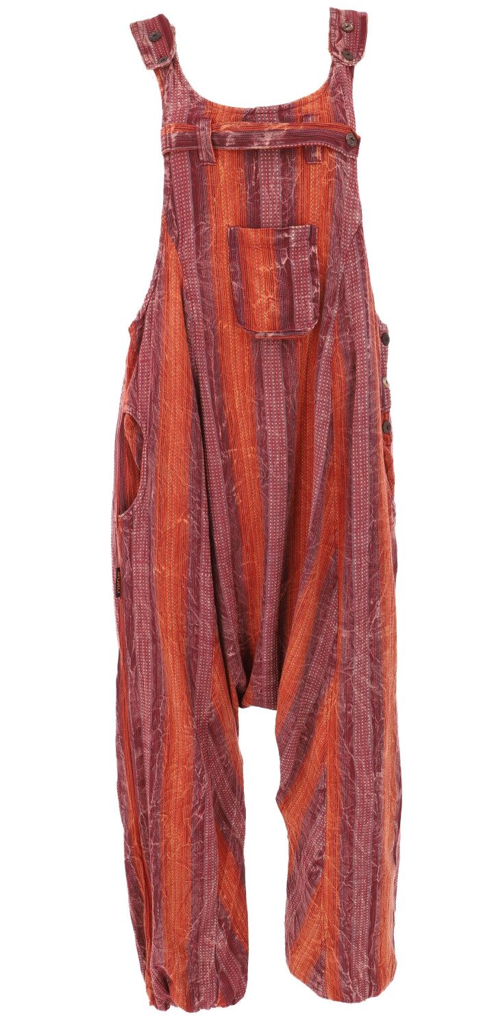 Guru-Shop Relaxhose Farbenfrohe Boho Latzhose, gestreifter Overall,.. Ethno Style, alternative Bekleidung