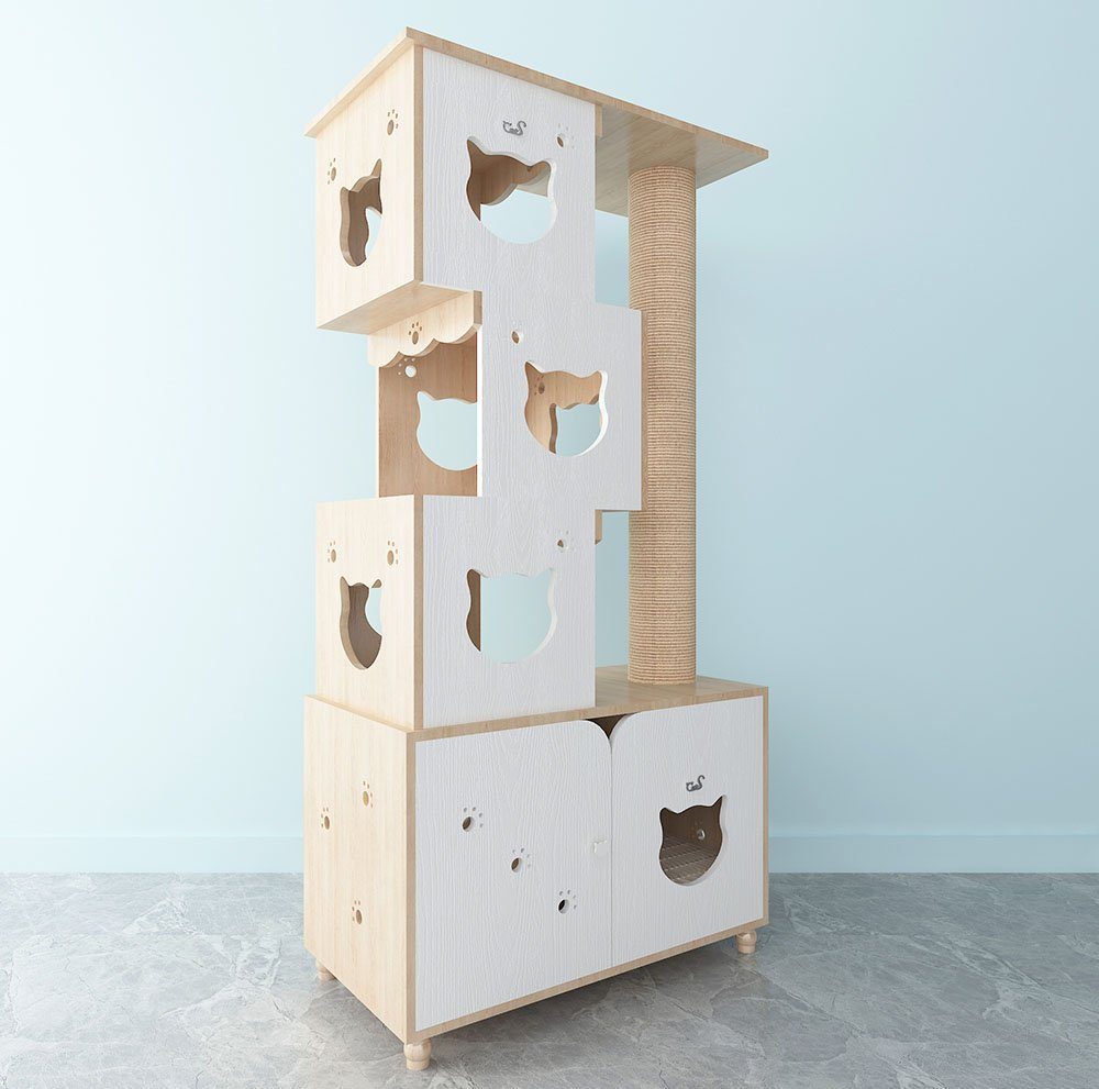 Zoopplier Kratzbaum »CatS Design "2 in 1 Kratzbaum & Toilette" D-2«, 91 x  51 x 182 cm-Katzentoilettenschrank -versteckt katzenklo hochwertig holz  online kaufen | OTTO