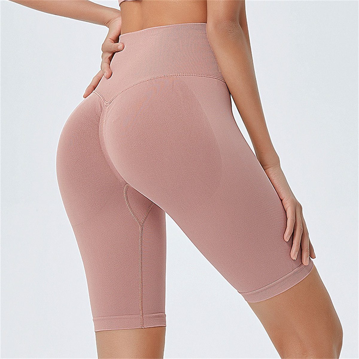 Damen-Fitness-Po-Lifting-Yoga-Shorts Taille hoher selected hellrosa Yogatights carefully mit