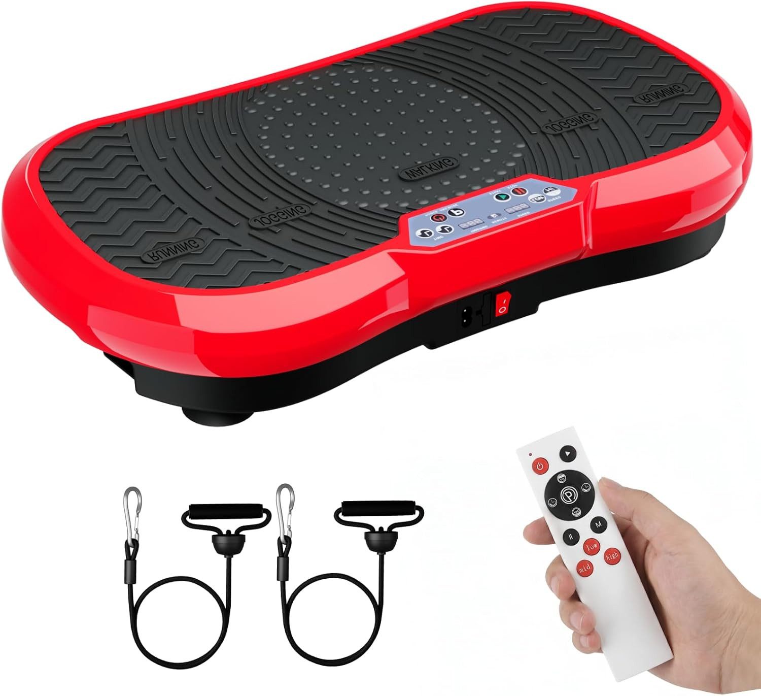 TLGREEN Vibrationsplatte Größe 68x38x14/59x34x13cm,Bis 120KG, 200,00 W, 120 Intensitätsstufen, (mit Trainingsbandern, Ganzkörpertraining zu Hause), Ultra leisem Motor, Fernbedienung, Seitliche Transporträder