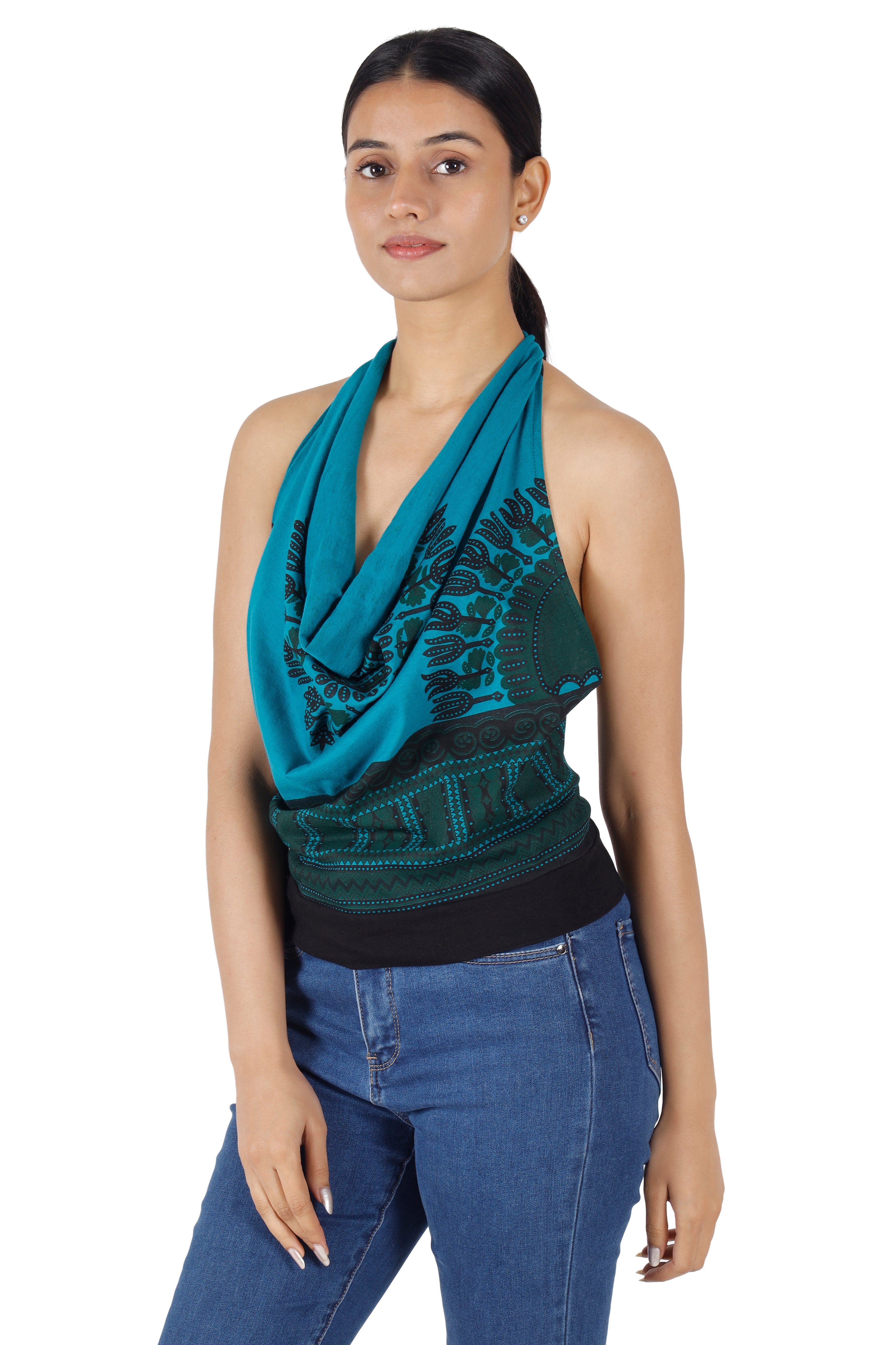 Guru-Shop T-Shirt Goa Top, Dashiki Psytrance Neckholder Top -.. Festival, Hippie, Ethno Style, Psychedelic, alternative Bekleidung