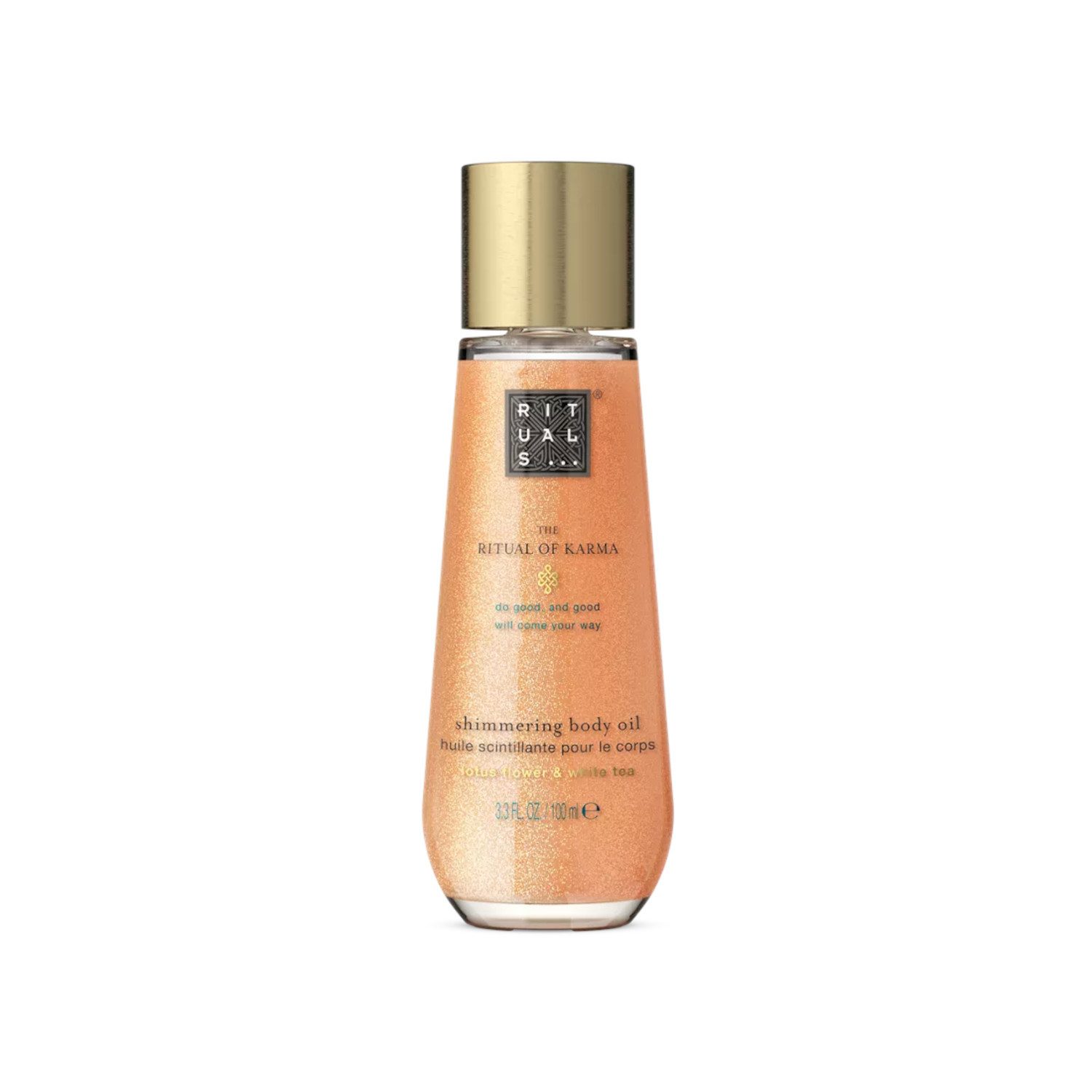Rituals Körperöl Rituals Karma Shimmering Body Oil 100 ml Körperöl, 1-tlg., Schimmerndes Körperöl mit Lotusblüte und weißem Tee