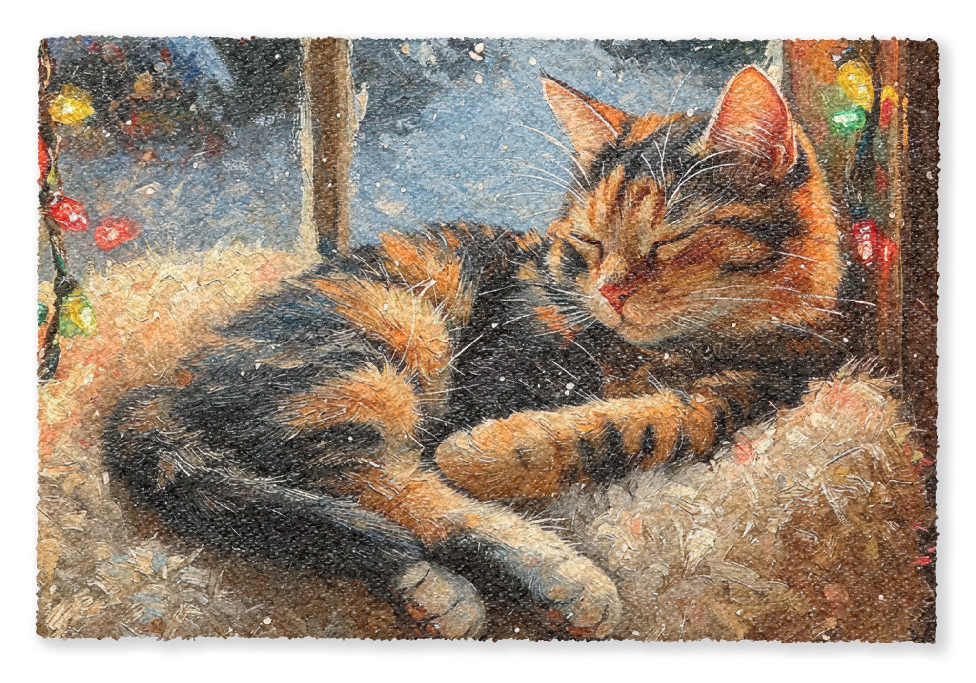 MuchoWow Fußmatte Katze - Weihnachten - Winter - Tier, Rechteckig, innen Schmutzfangmatte, Tür, Schmutzfänger Flur, Teppich 60x40 cm