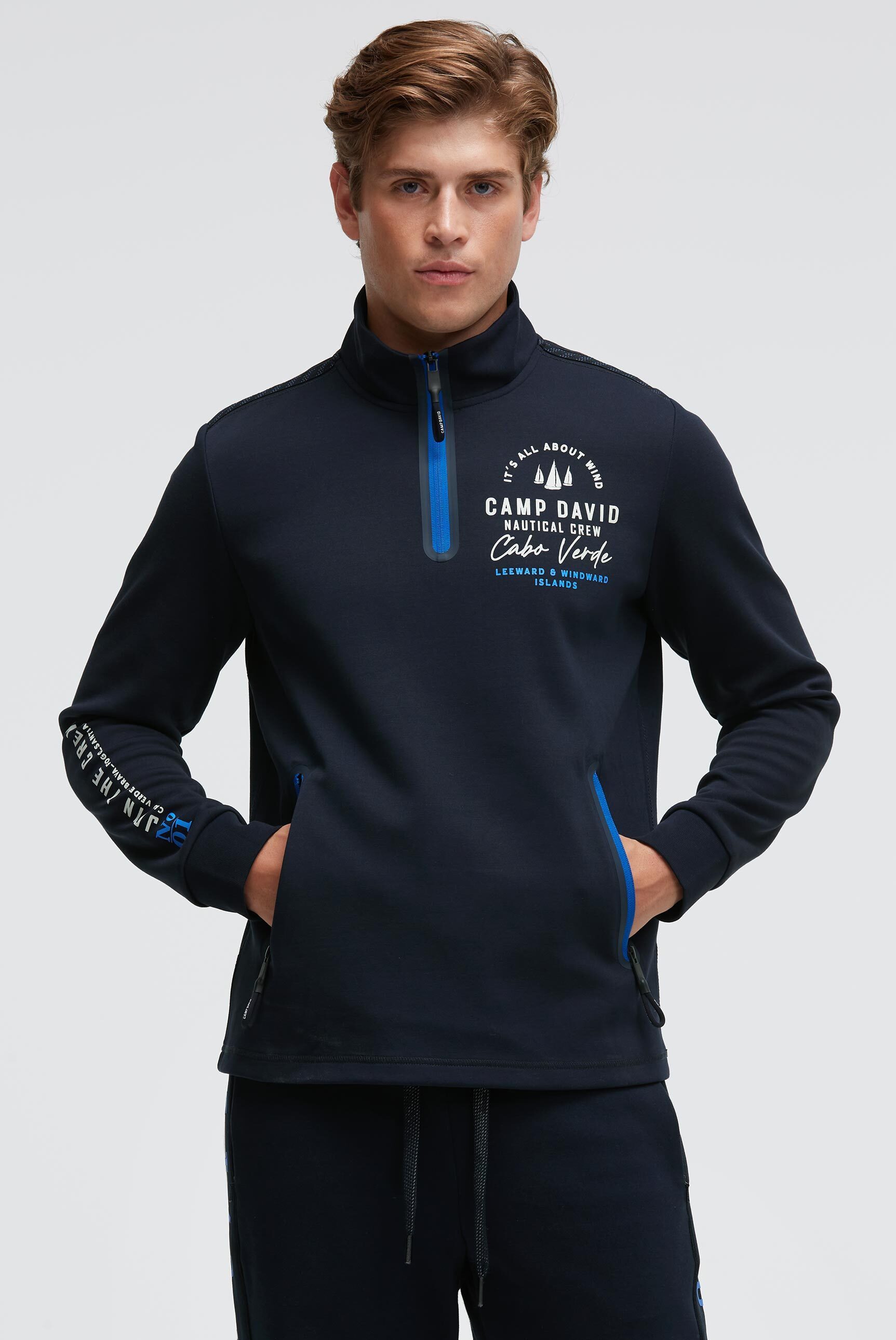 CAMP DAVID Sweater mit Reißverschluss-Taschen