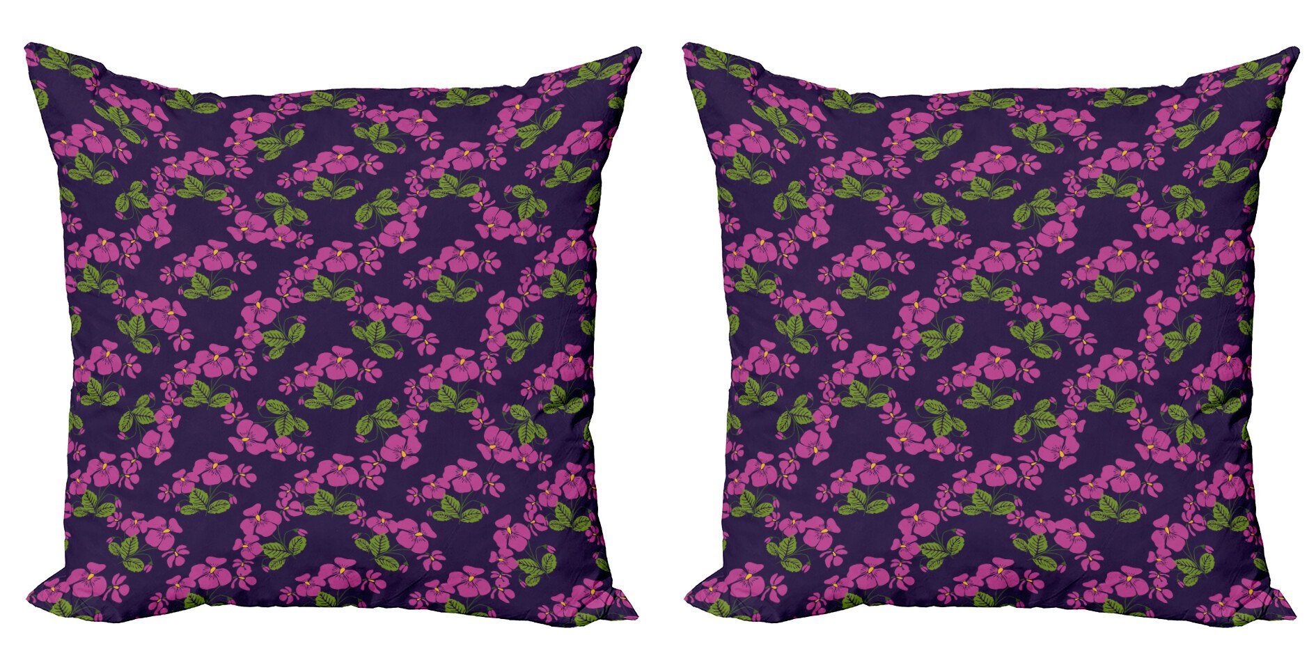 Kissenbezüge Modern Accent Doppelseitiger Digitaldruck, Abakuhaus (2 Stück), Blumen Retro-Stil Violet Flora