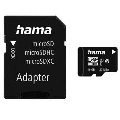 Hama microSDHC/XC Class 10 UHS-I 80MB/s + Adapter/Mobile Speicherkarte (16 GB, UHS-I Class 10, 80 MB/s Lesegeschwindigkeit)