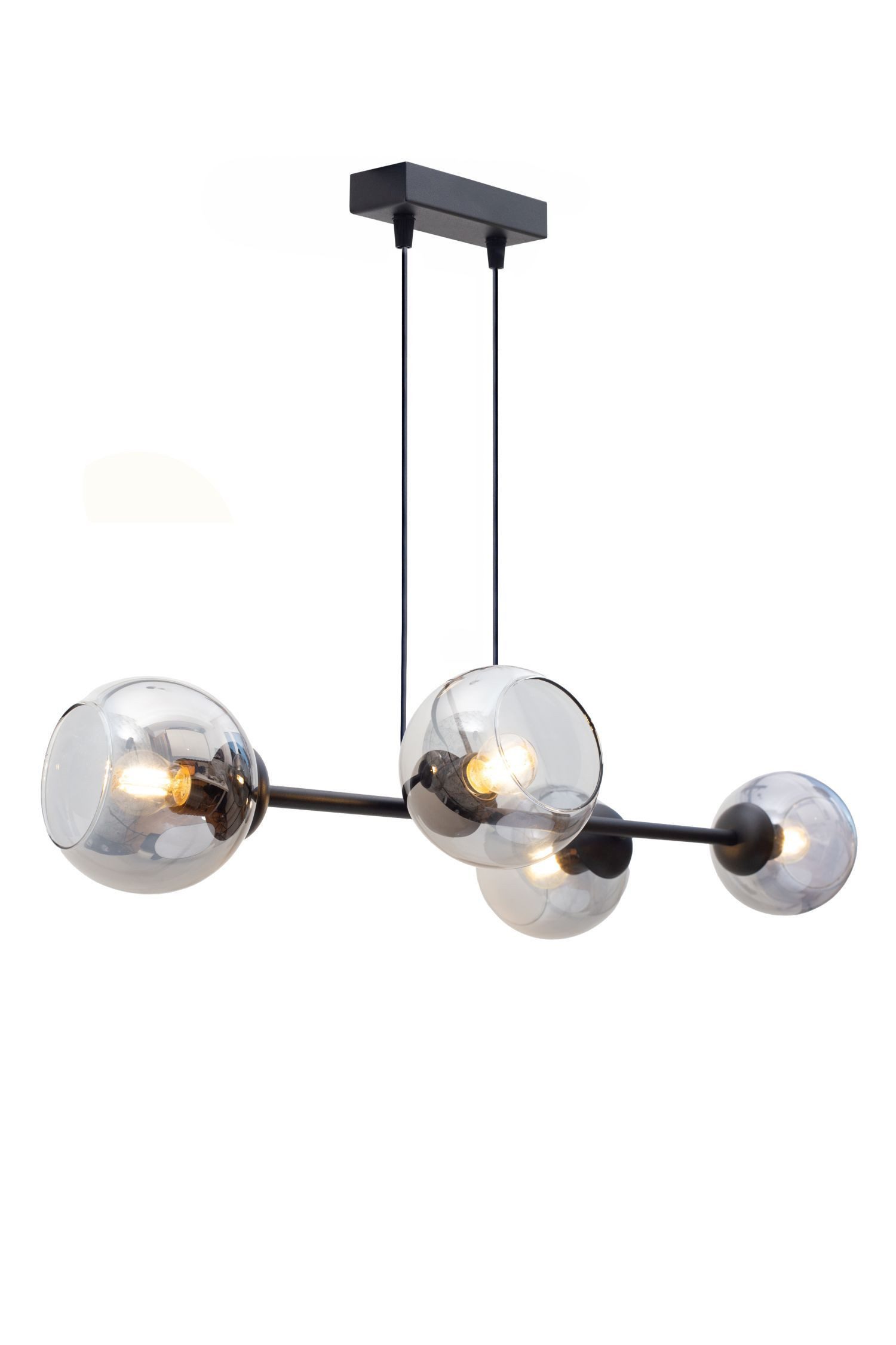 Licht-Erlebnisse Pendelleuchte STAMGUI, ohne Leuchtmittel, Metall Rauchglas E27 H: max. 90 cm Schwarz Rauchgrau 4-flammig Modern