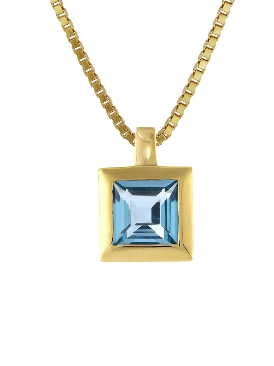 Acalee Kette mit Anhänger Topas Swiss Blau Anhänger 333 / 8K Gold + Kette