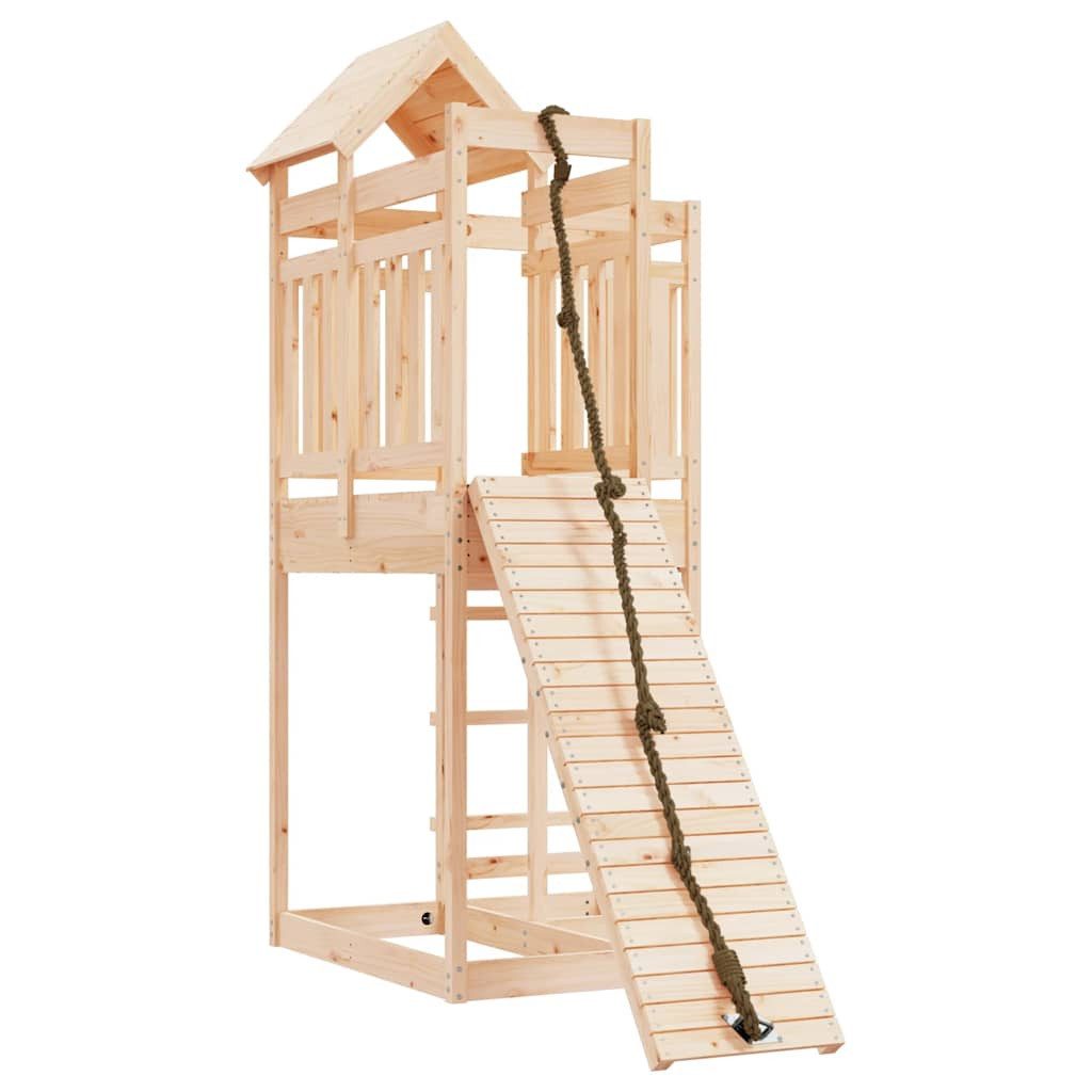 vidaXL Spielturm Spielturm mit Kletterwand Massivholz Kiefer