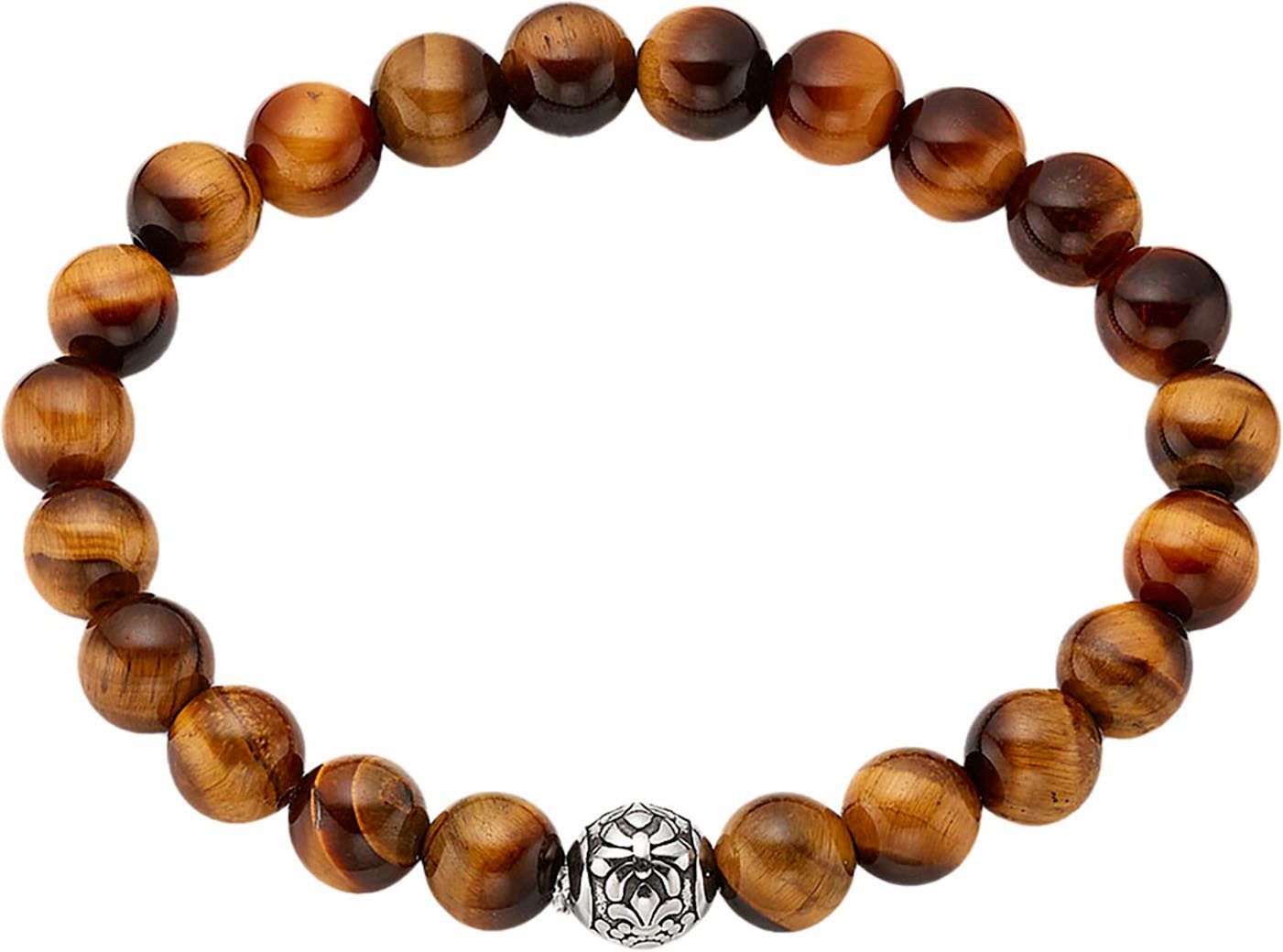 Bruno Banani Armband Schmuck Geschenk felxibles Tigeraugenarband mit Edelstahlkugel, mit Tigerauge (synth)