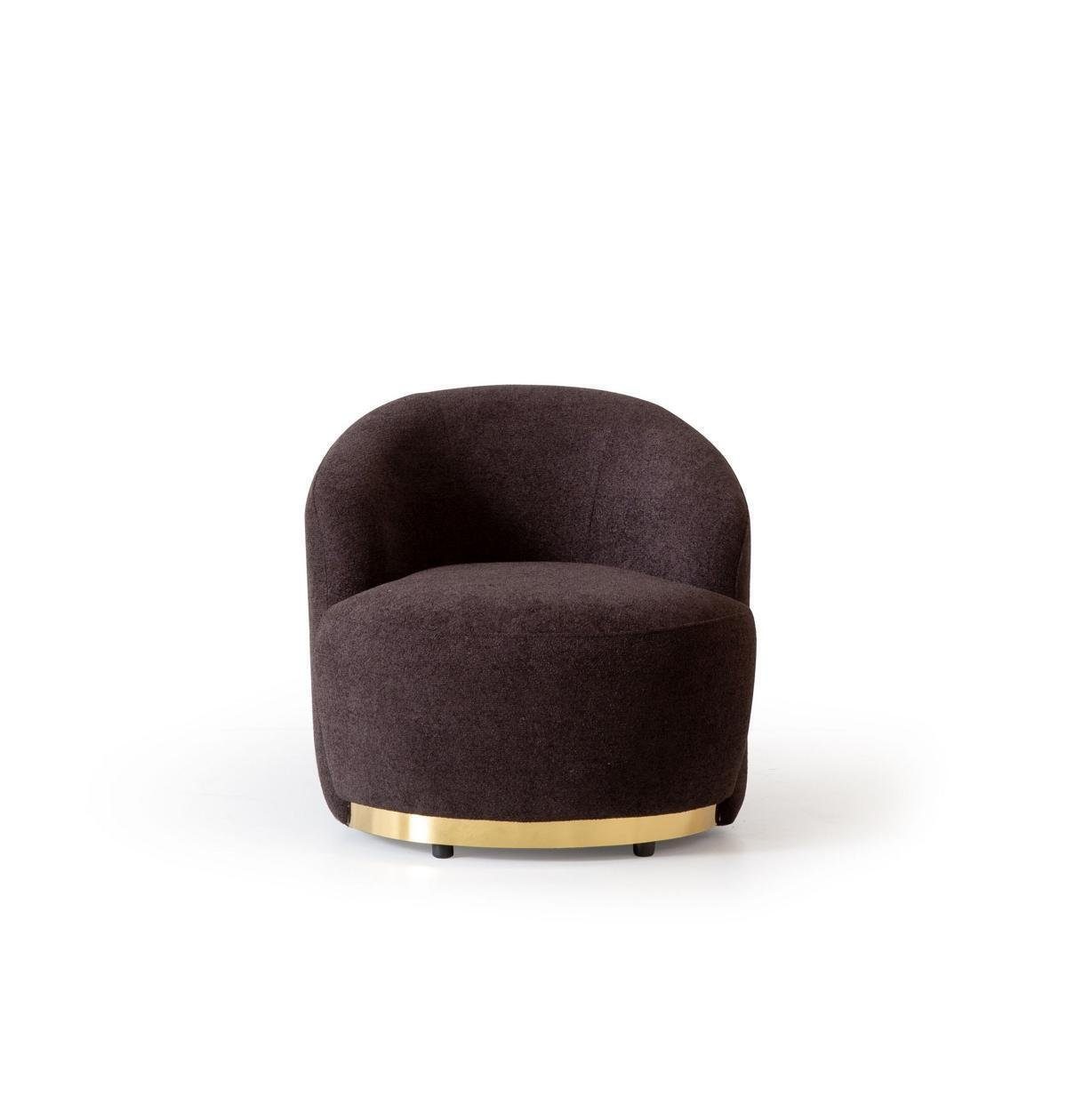 JVmoebel Sessel Sessel Modern Braun Wohnzimmer Textil Luxus Design Möbel Lounge Club (1-St., 1x Sessel), Made in Europa