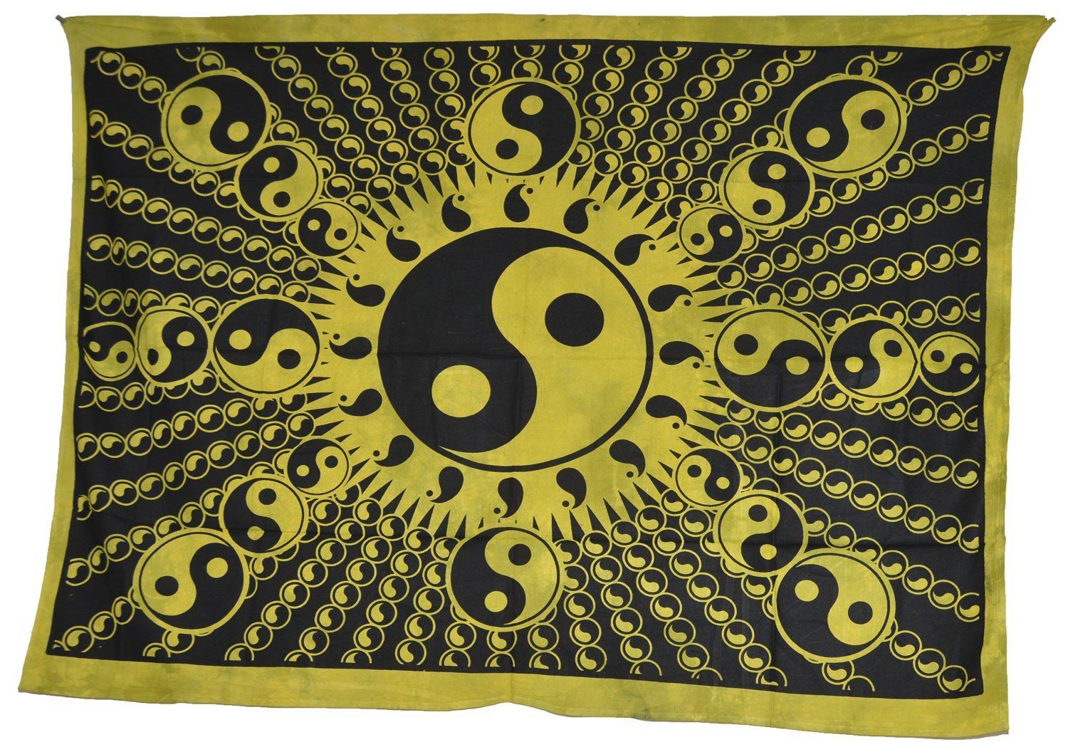 KUNST UND MAGIE Wandteppich Wandbehang Ying und Yang Tischdecke Tuch Indien ca. 200 x 140 cm