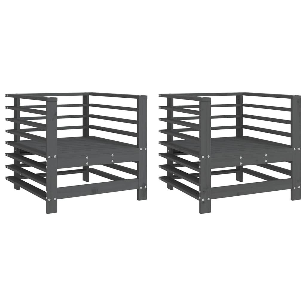 vidaXL Sofaelement Gartenstühle 2 Stk. Grau günstig online kaufen