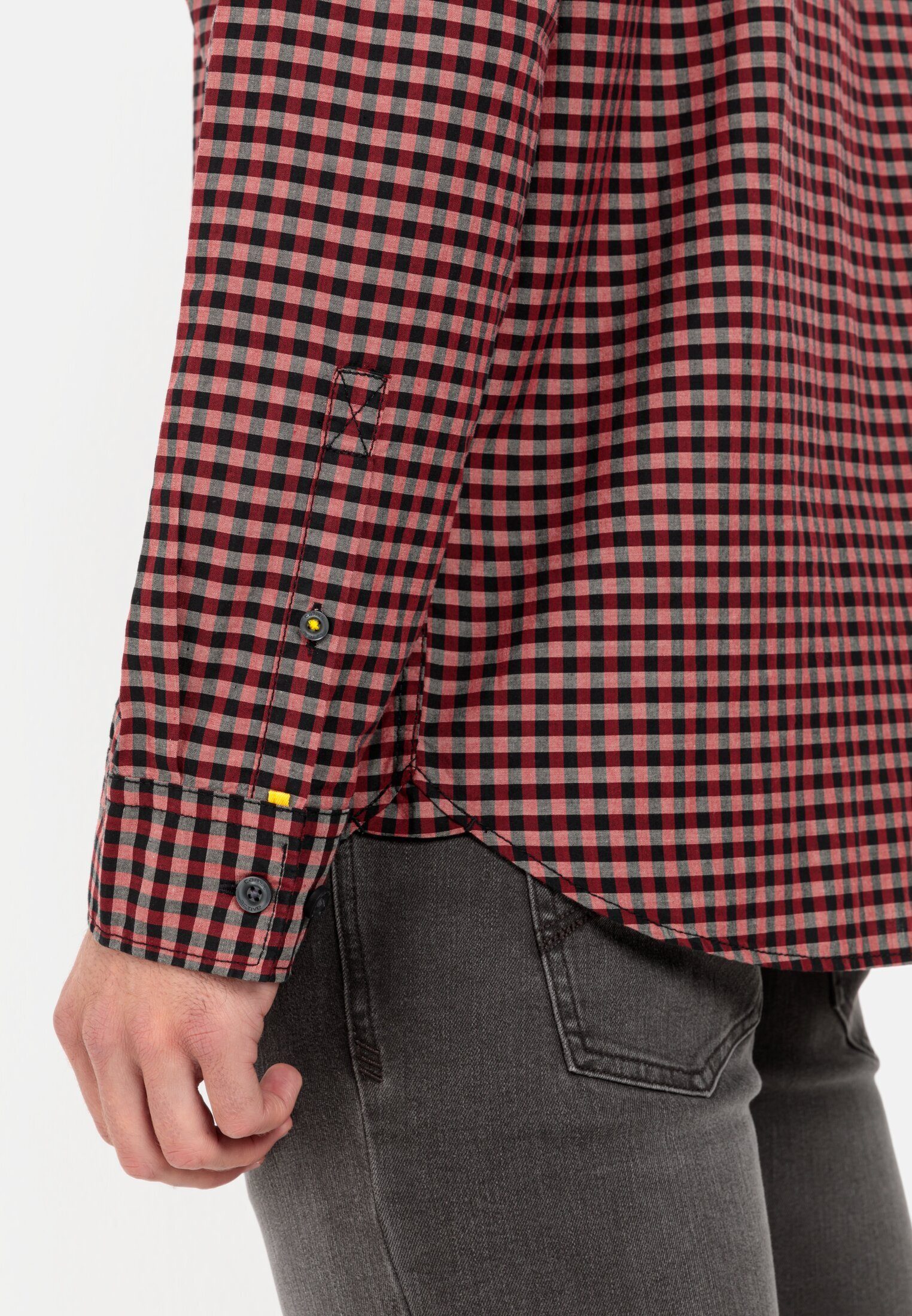 camel active Karohemd aus reiner Baumwolle Langarm Button-Down Button-Down