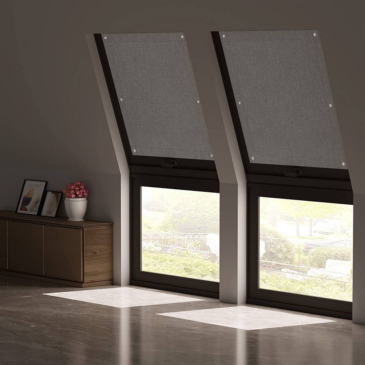 Thermorollo 1x Dachfensterrollo, mit ohne Dachfenster Woltu, Bohren, Grau Saugnapf