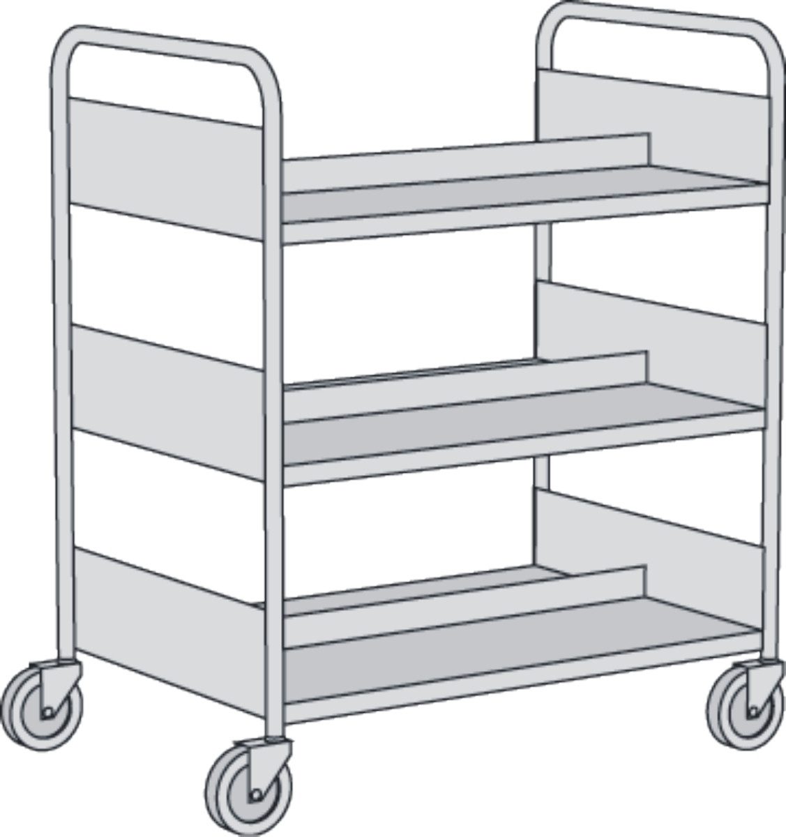 Bürowagen Bücherwagen 3 Etagen BxTxH 90x60x110cm
