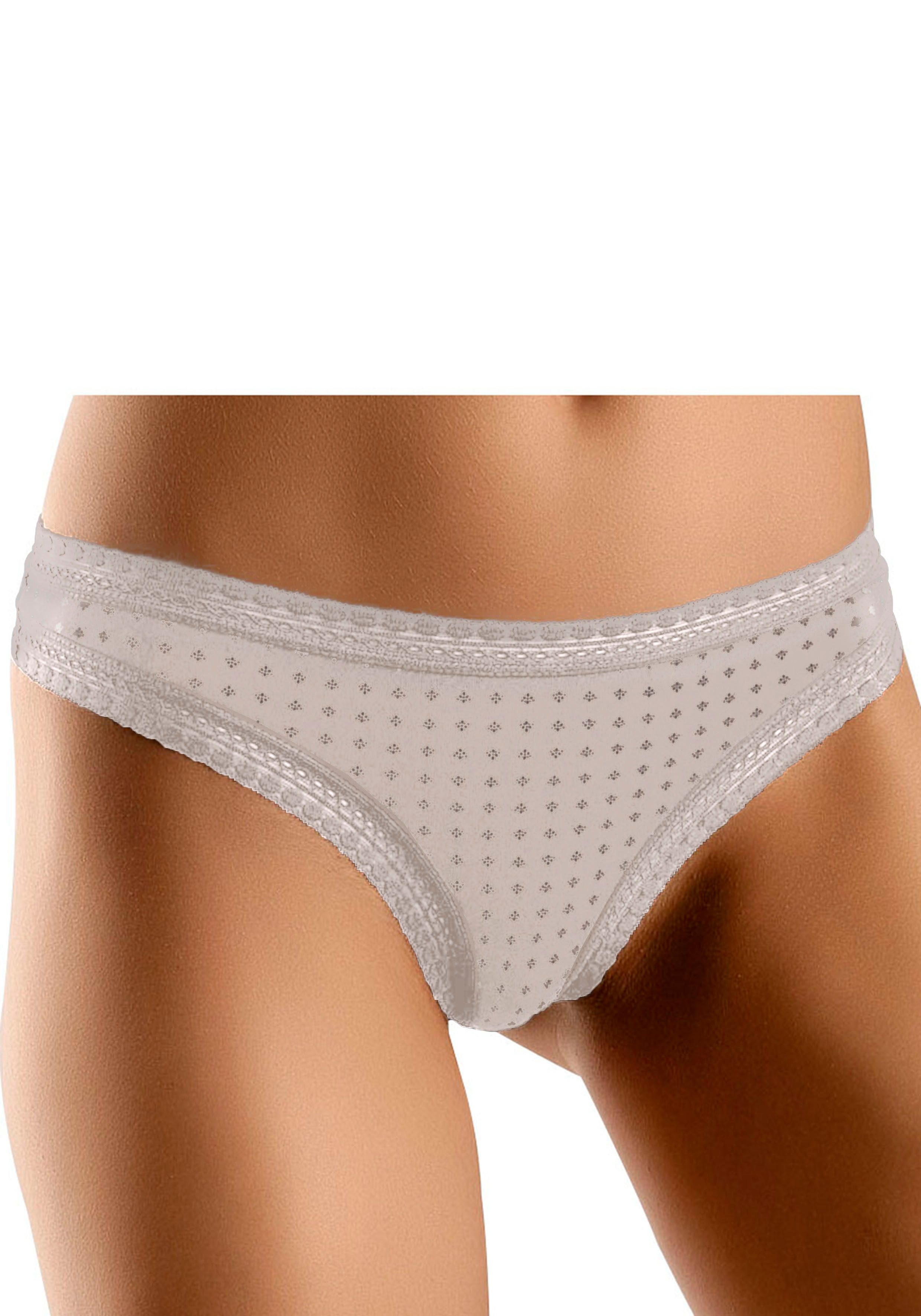 LASCANA String (3er-Pack) aus elastischer Baumwolle mit weicher Spitze