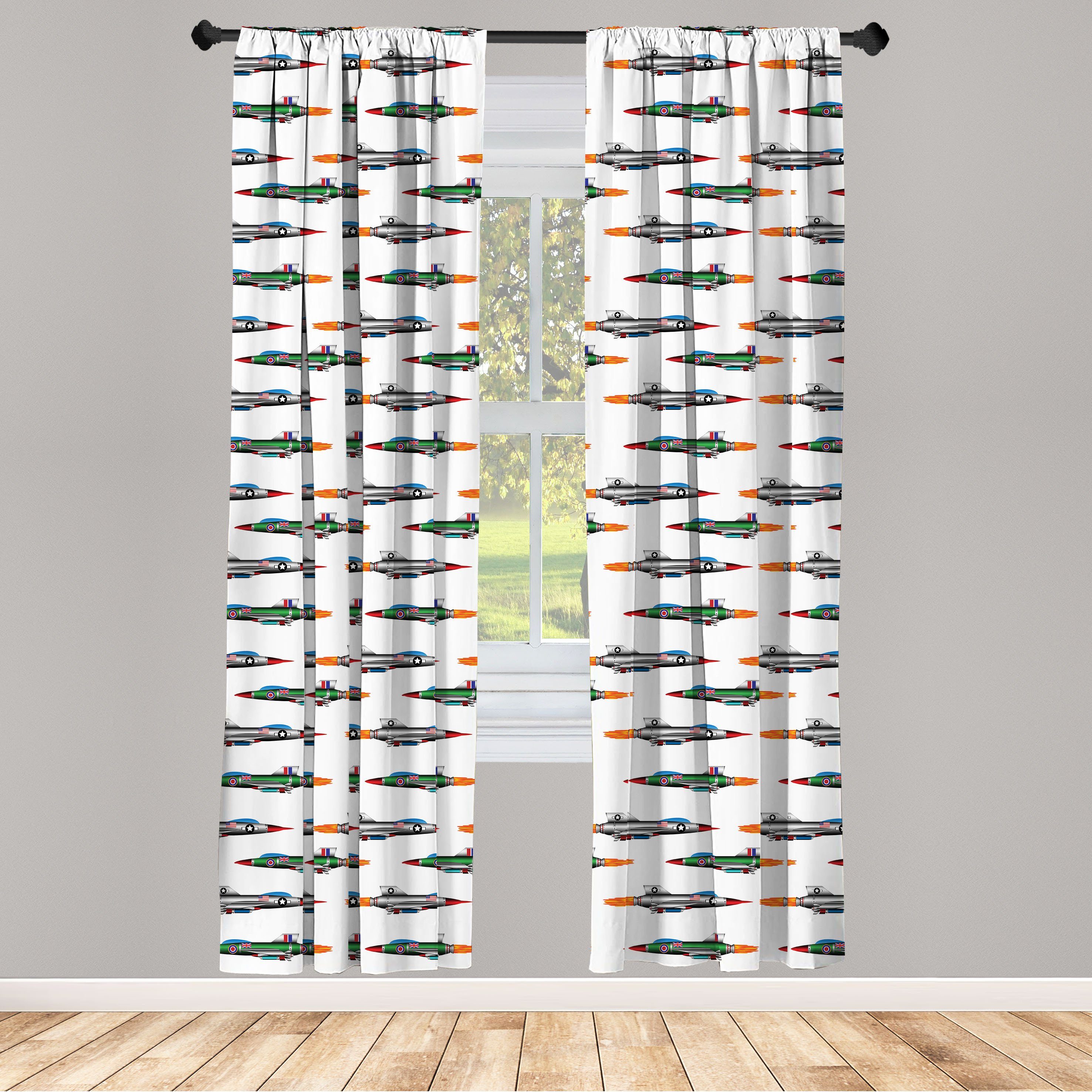 Gardine Vorhang für Wohnzimmer Schlafzimmer Dekor, Abakuhaus, Microfaser, Bunt Jet Aviation Design